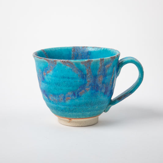 turquoise blue Shigaraki-ware Tsuyukusa mug cup from HECHIMON