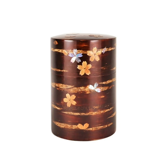 Scattered Flowers Cherry Bark Tea Canister