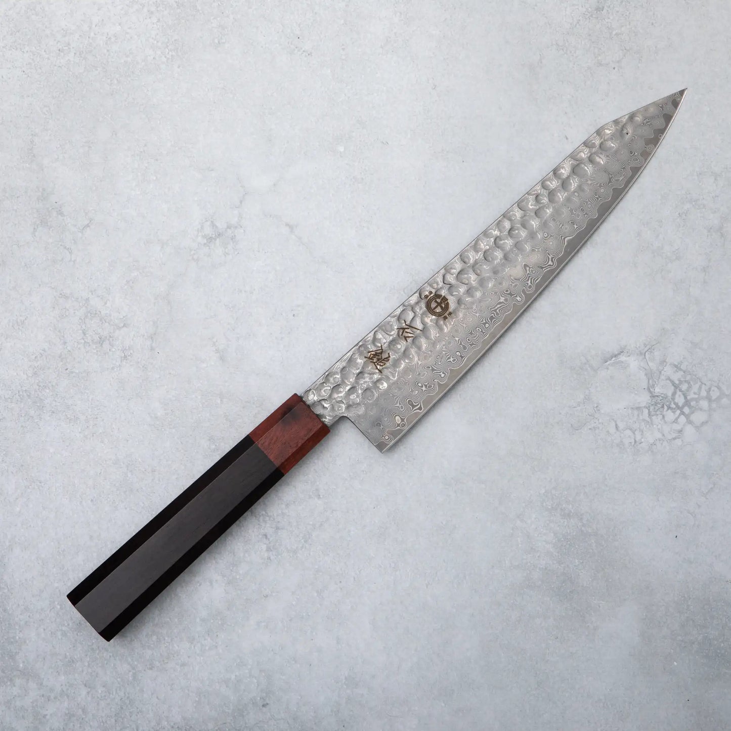 Ishizuchi VG10 Damascus Tsuchime Kiritsuke Chef Knife and Japanese Whetstone Set