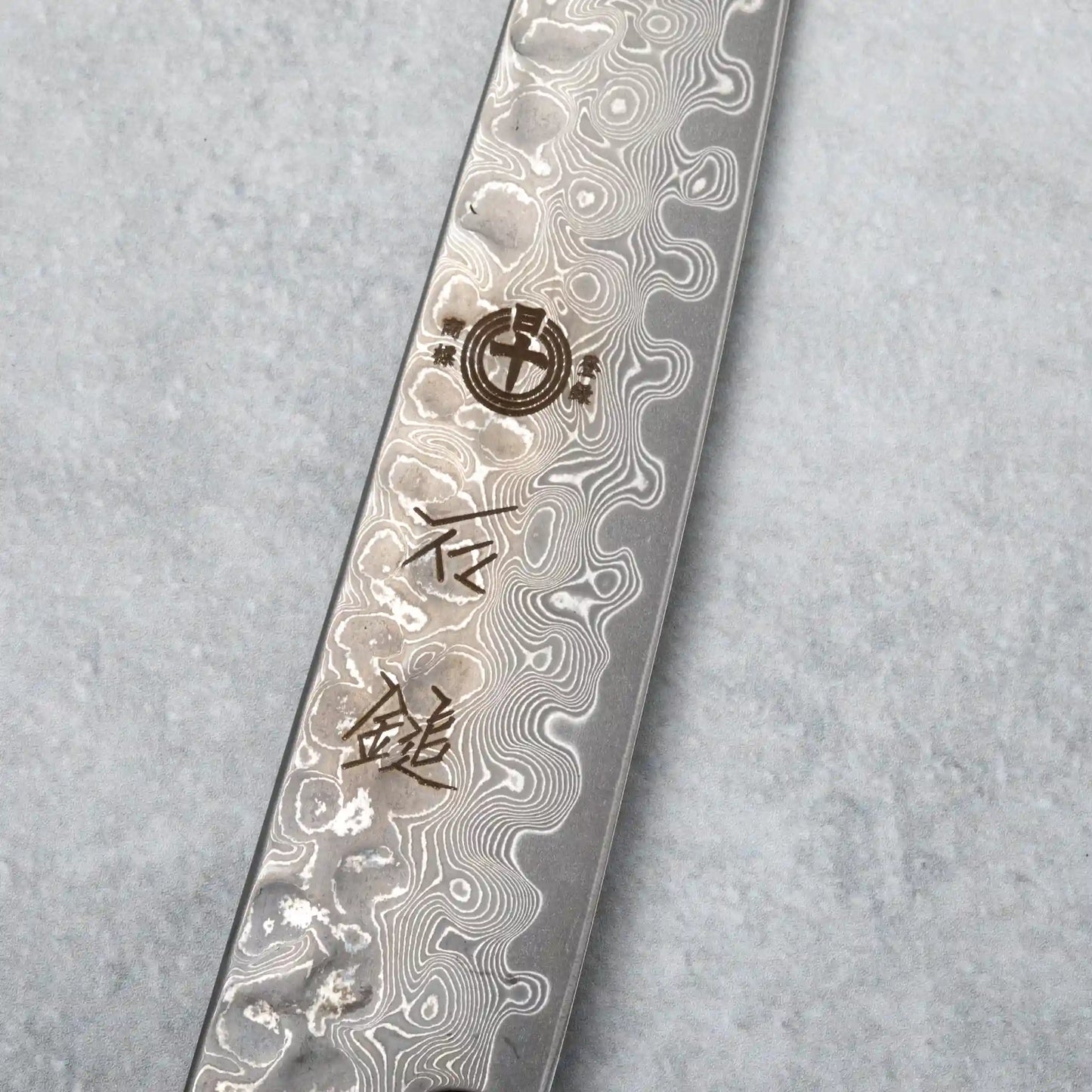 Ishizuchi VG10 Damascus Tsuchime Kiritsuke Petty Knife and Japanese Whetstone Set