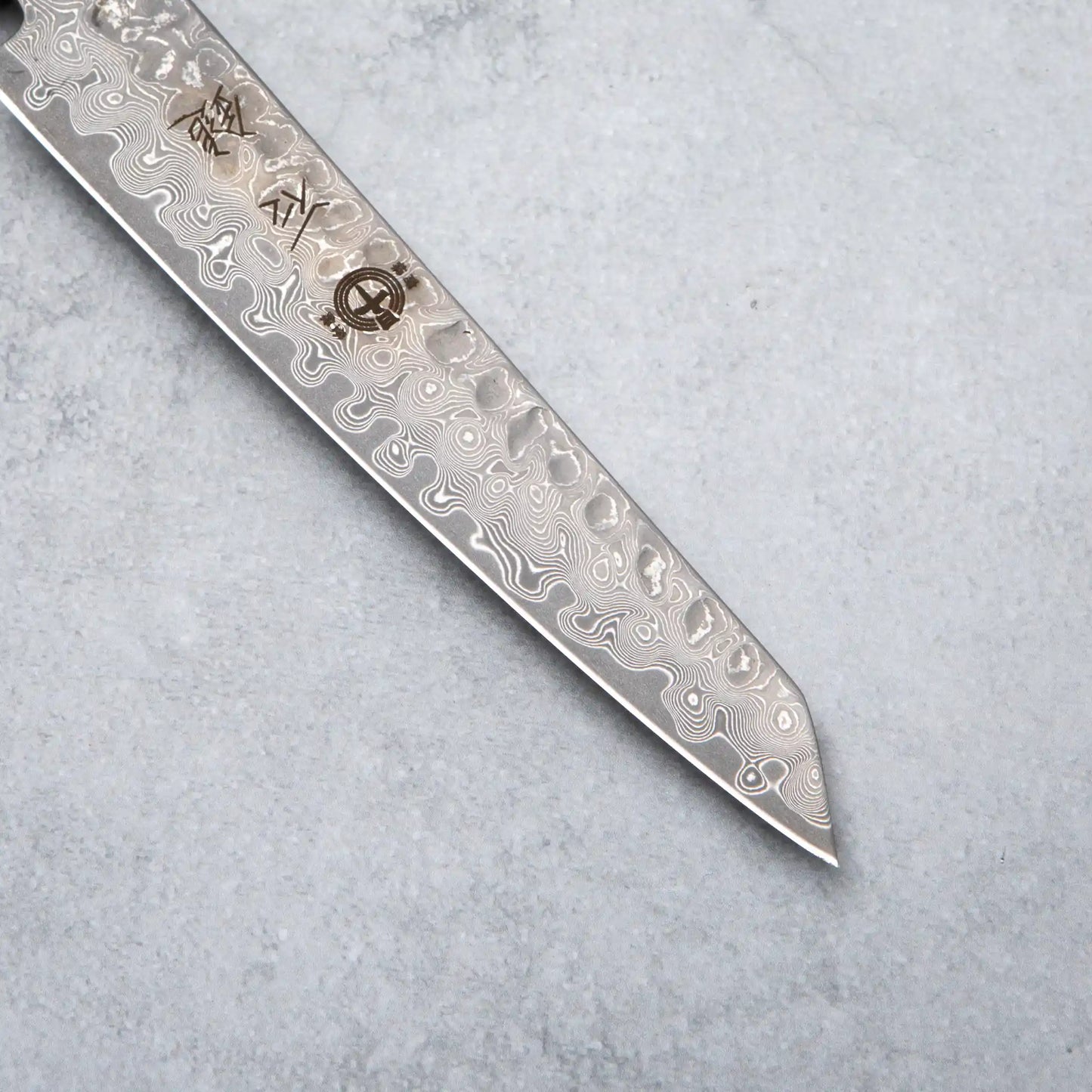 Ishizuchi VG10 Damascus Tsuchime Kiritsuke Petty Knife and Japanese Whetstone Set