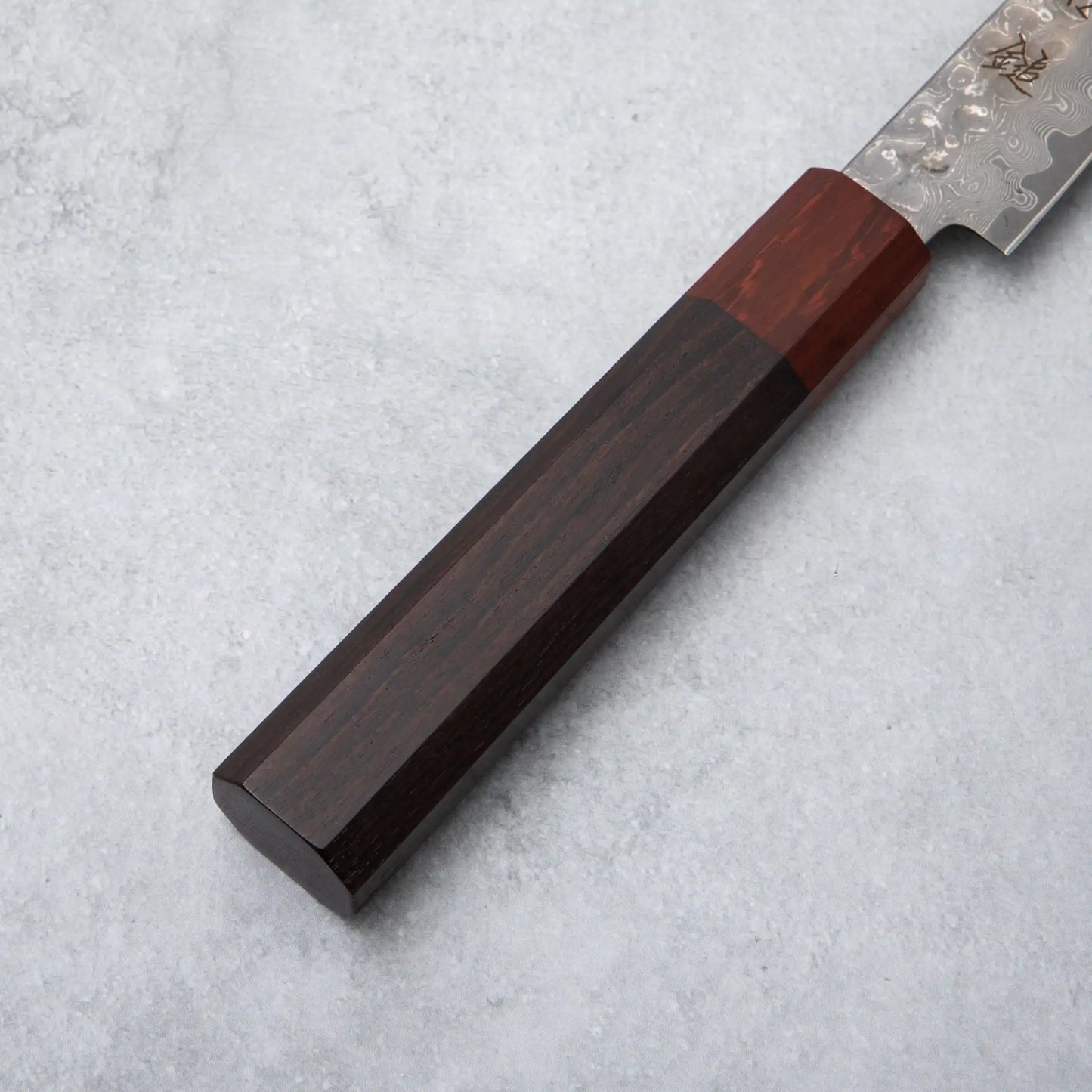 Ishizuchi VG10 Damascus Tsuchime Kiritsuke Petty Knife and Japanese Whetstone Set