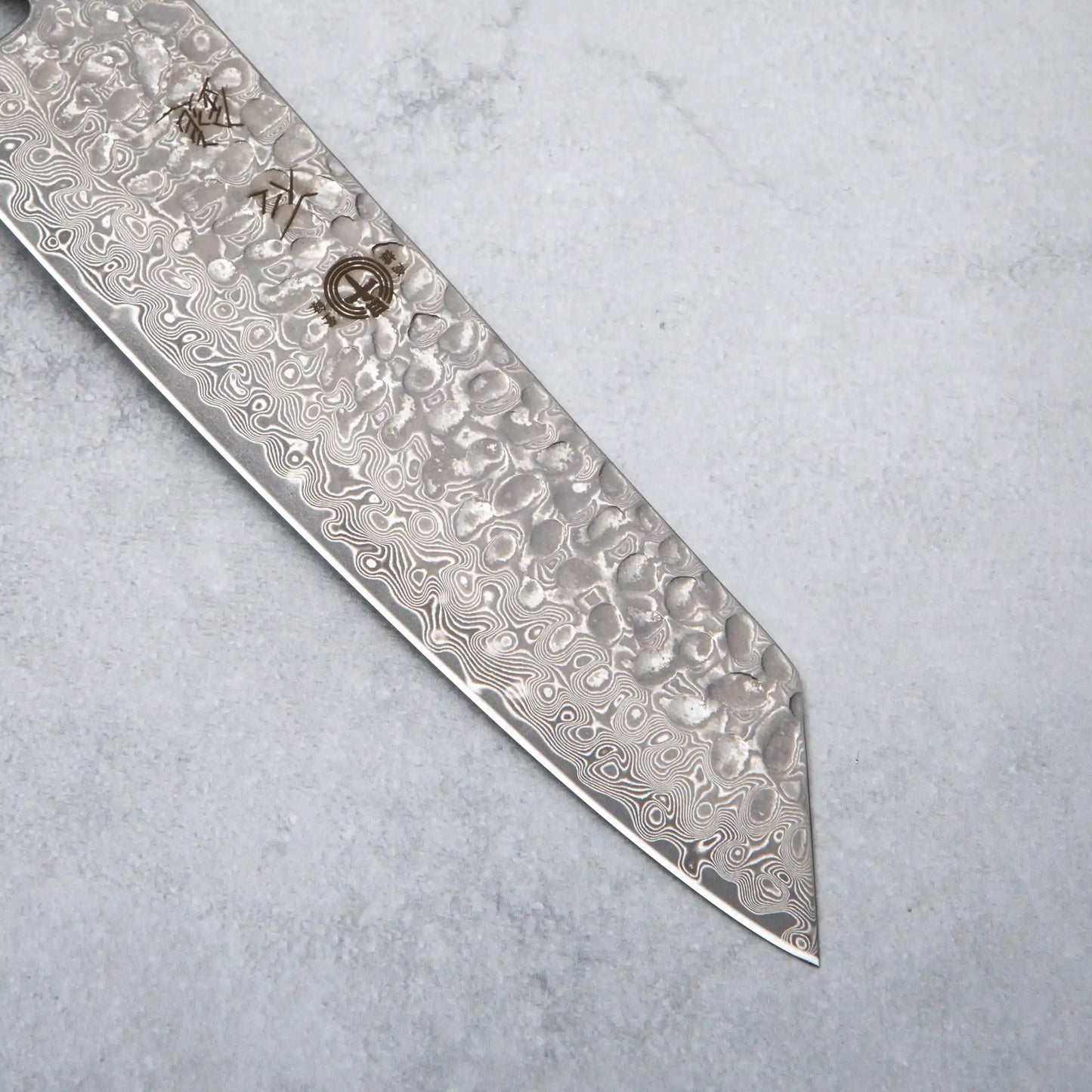 Ishizuchi VG10 Damascus Tsuchime Kiritsuke Knife and Japanese Whetstone Set