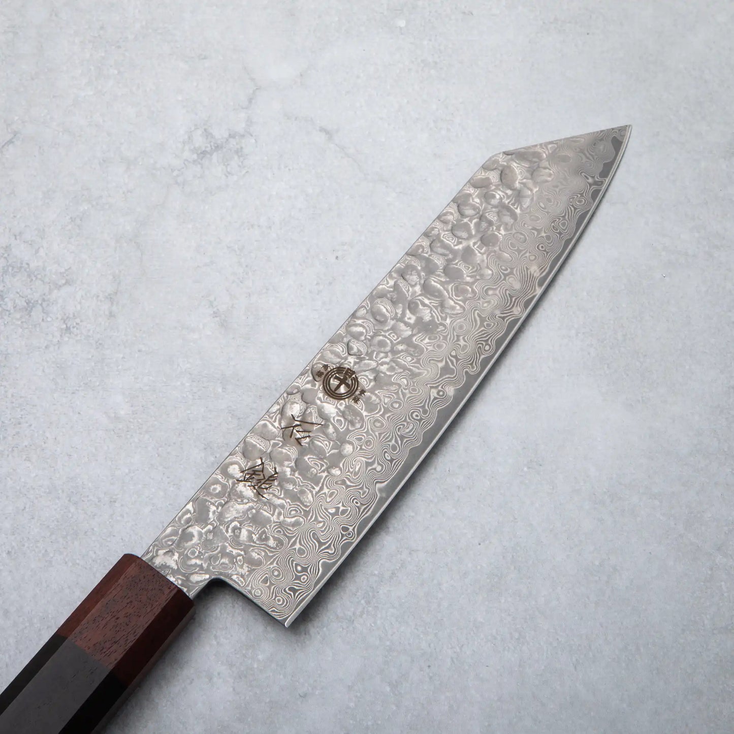 Ishizuchi VG10 Damascus Tsuchime Kiritsuke Knife and Japanese Whetstone Set