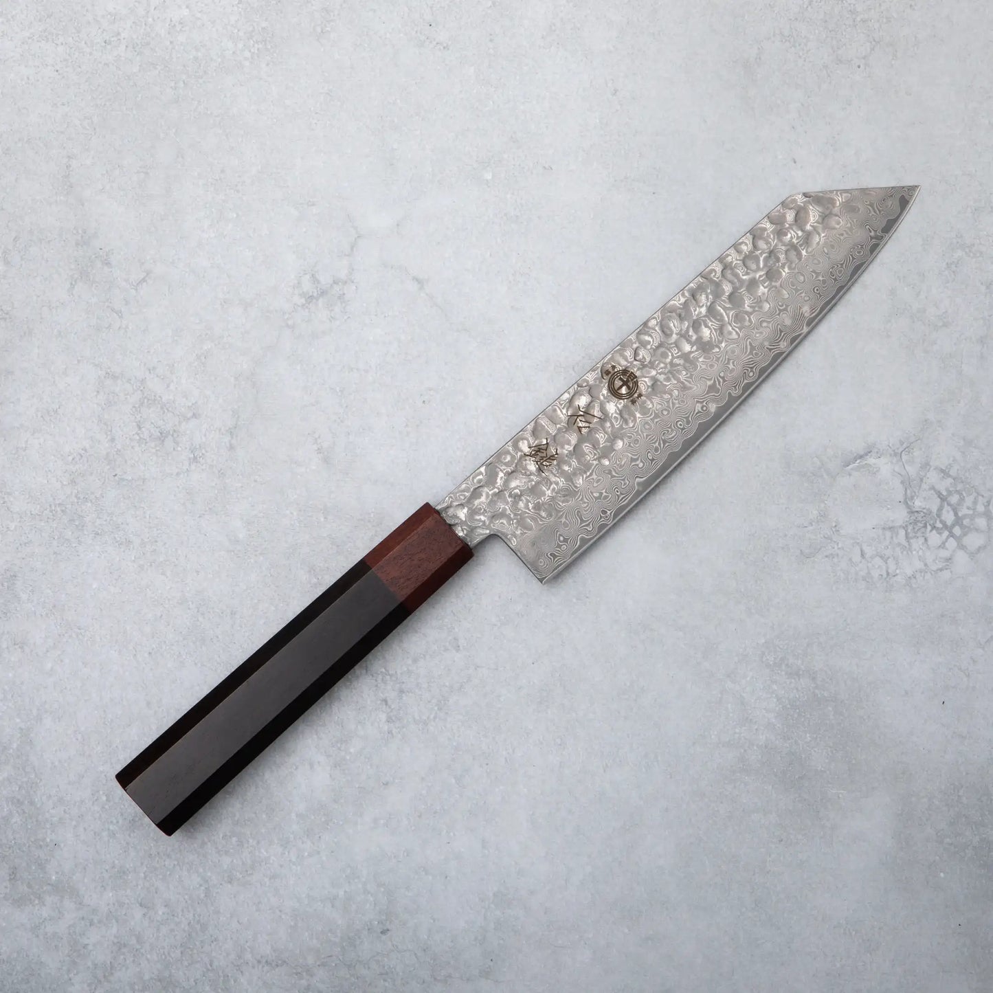 Ishizuchi VG10 Damascus Tsuchime Kiritsuke Knife and Japanese Whetstone Set