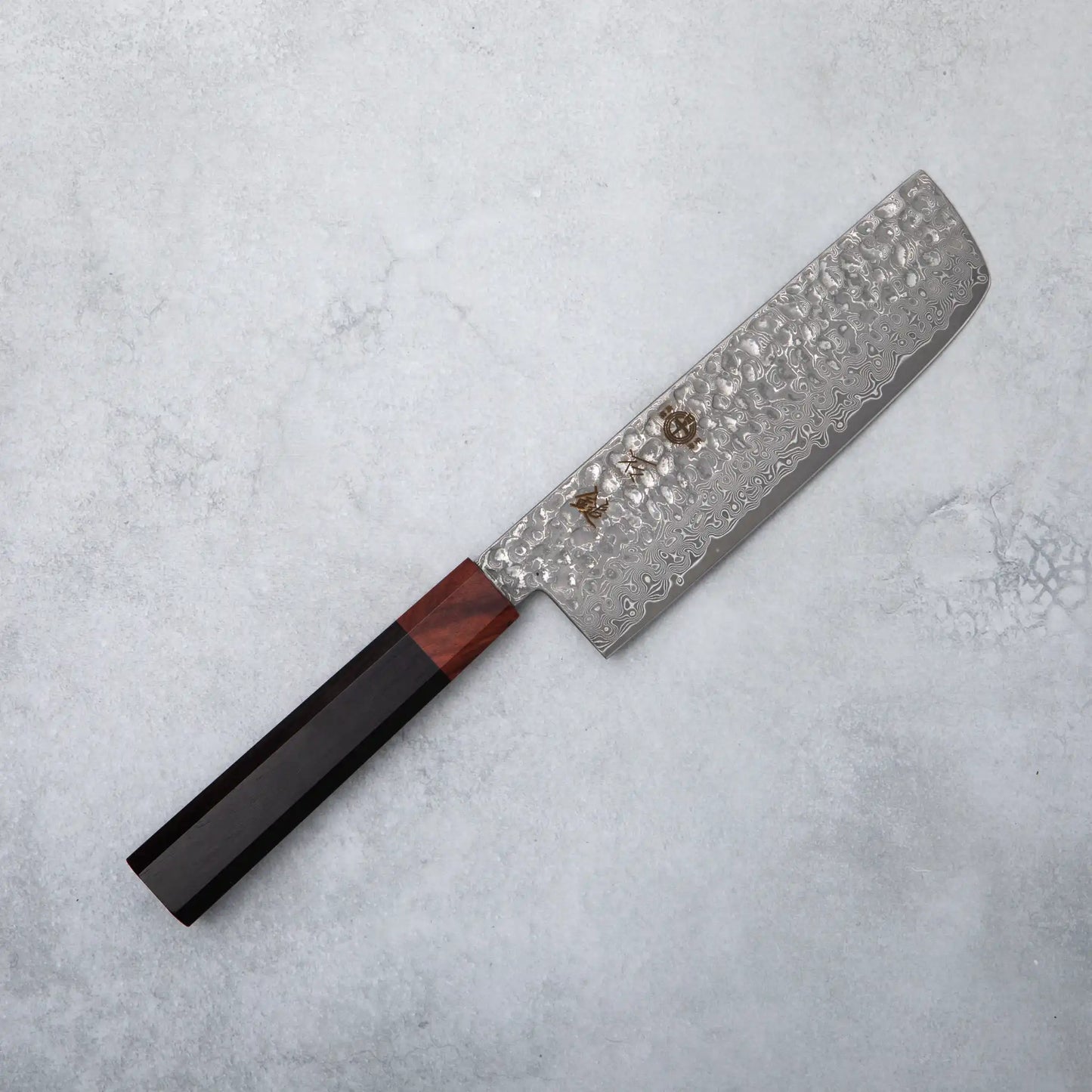 Ishizuchi VG10 Damascus Tsuchime Nakiri Knife and Japanese Whetstone Set