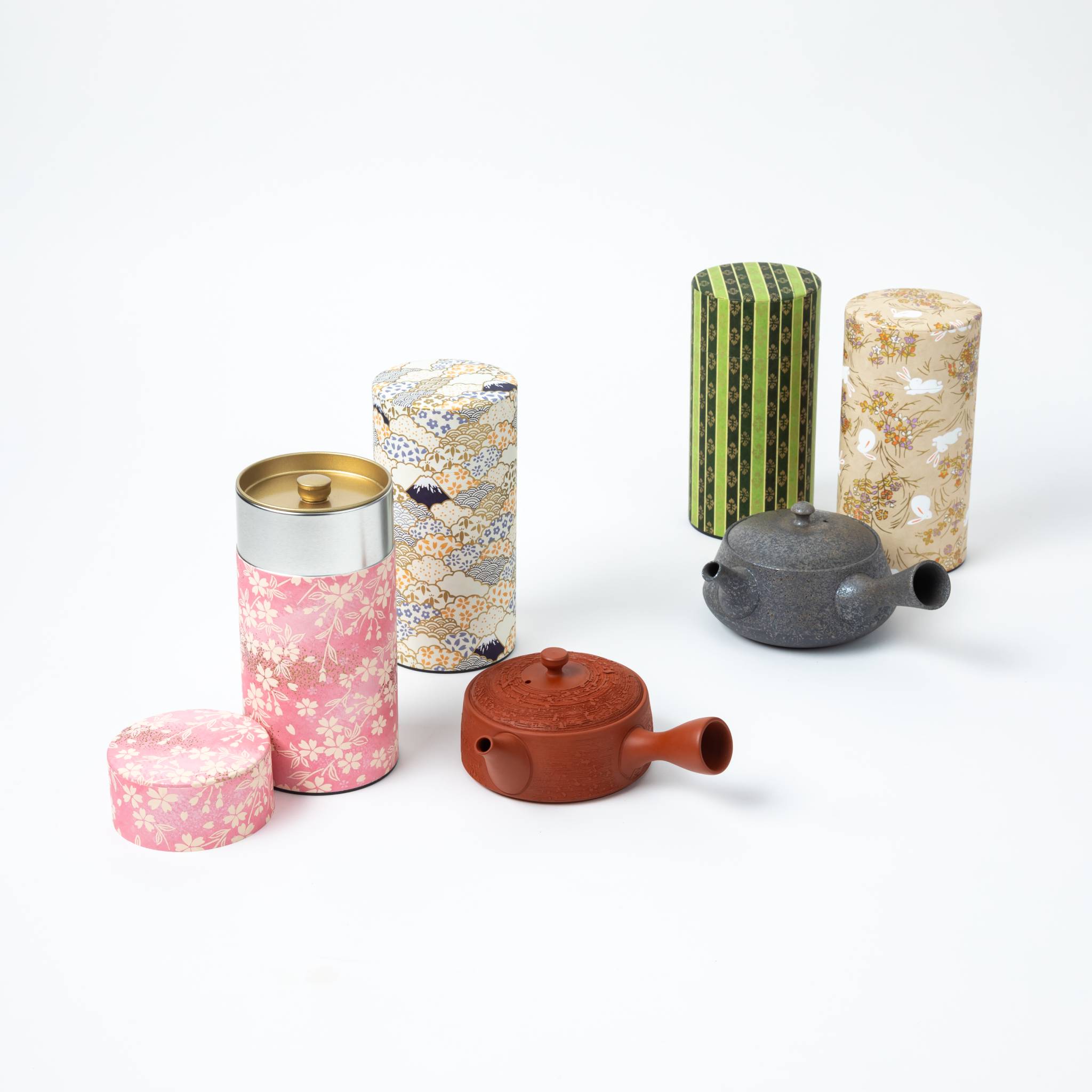 Japanese Tortoise Shell Washi Paper Double-Lid Tea Canister