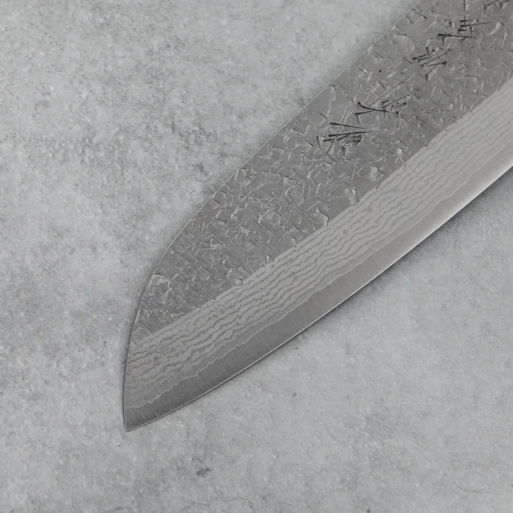 Kamo Hamono VG10 Tsuchime Damascus Juhyo Santoku Knife