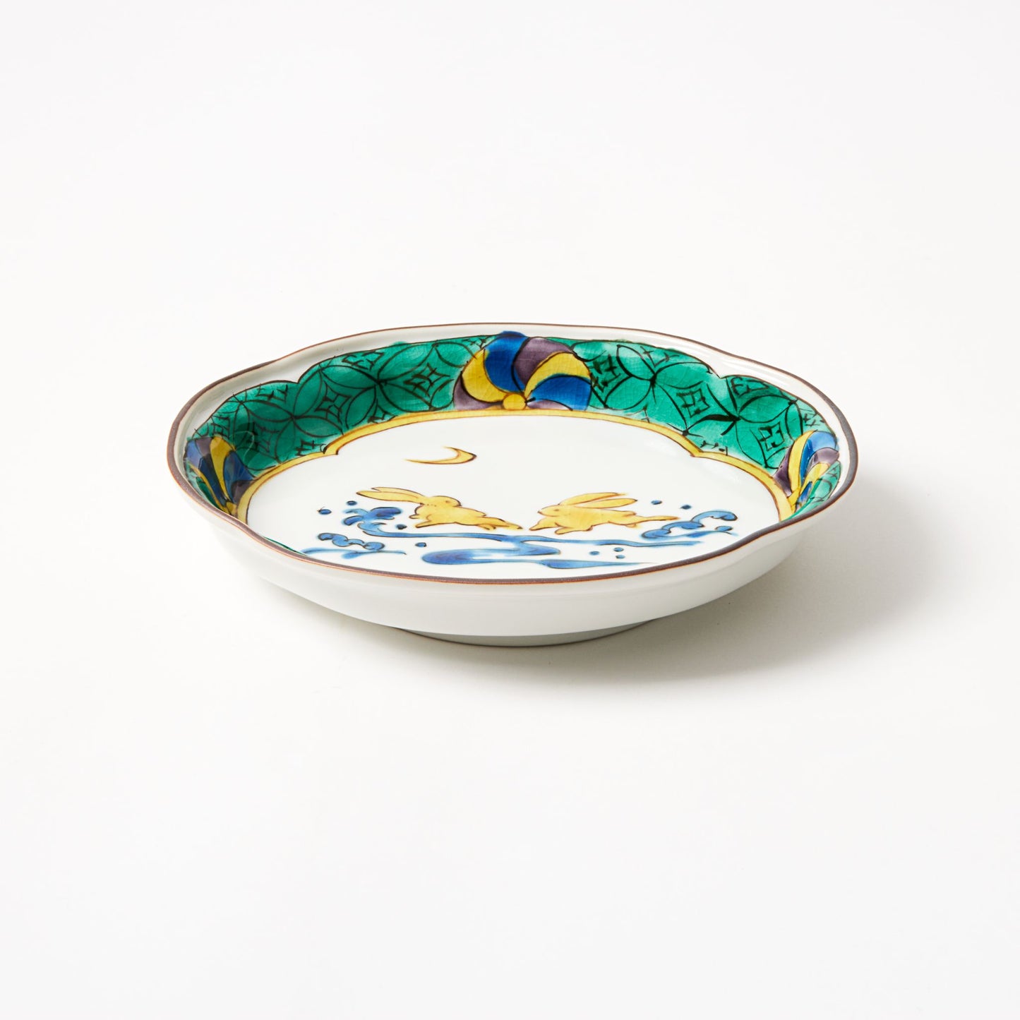 Kutani Rabbit Petal Rimmed Plate
