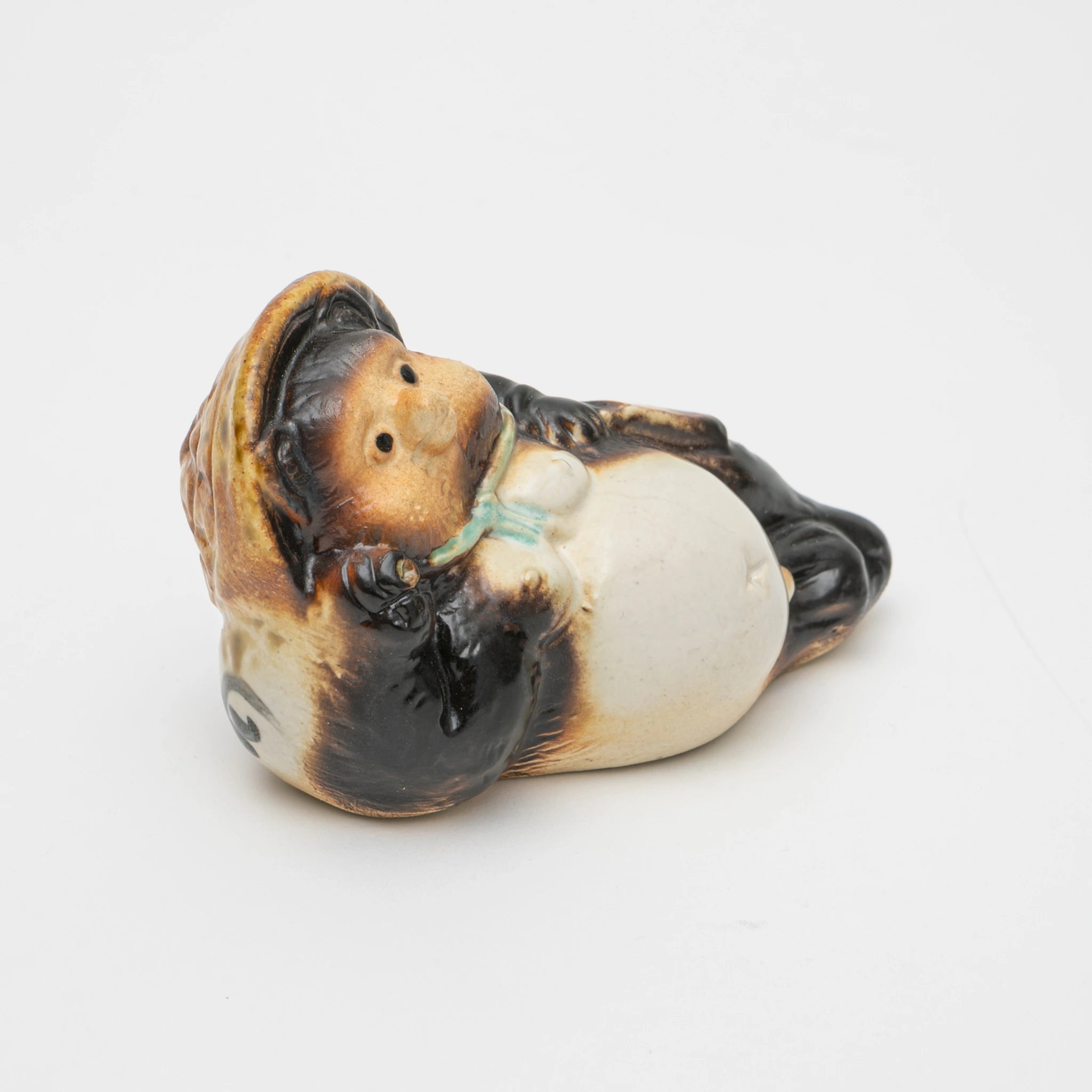 Maruichi Shigaraki Ware Reclining Tanuki Figurine