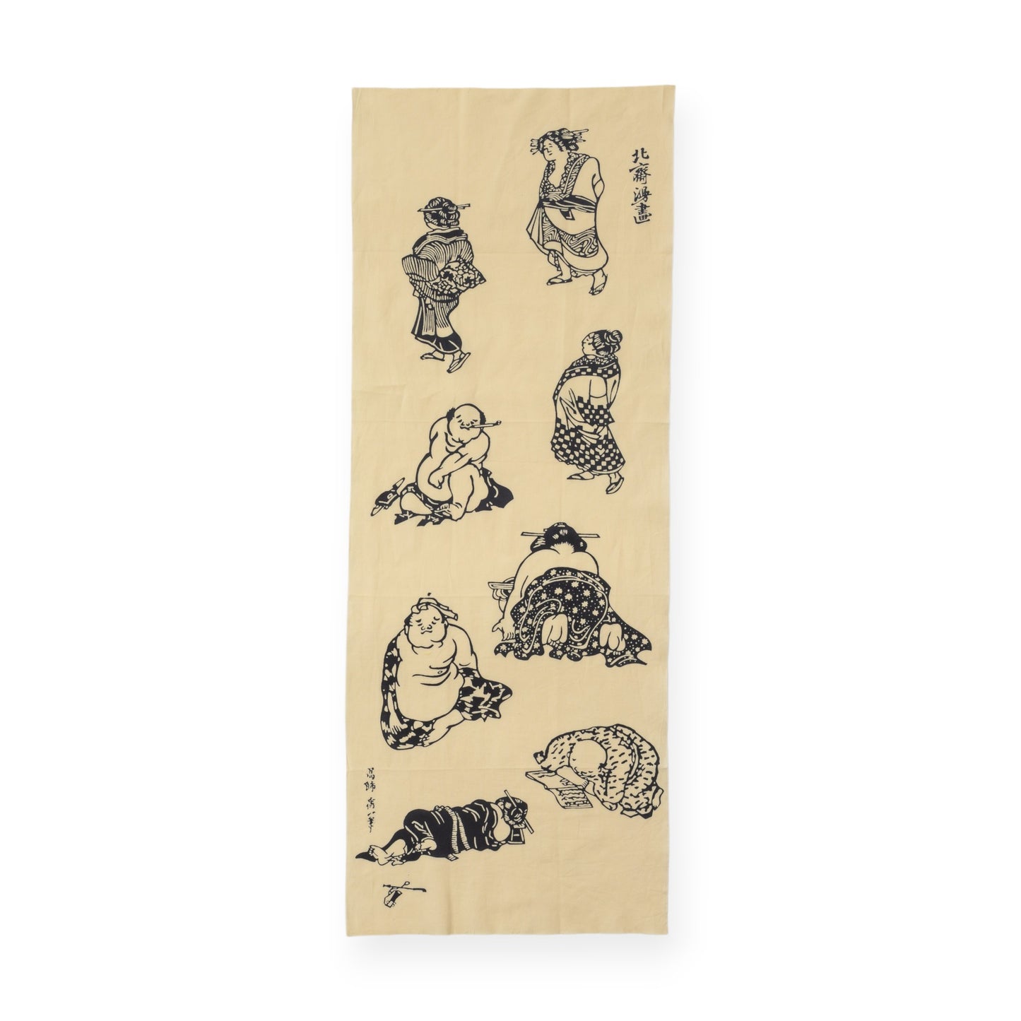 Rienzome Hokusai Manga Tenugui and Display Rods Set