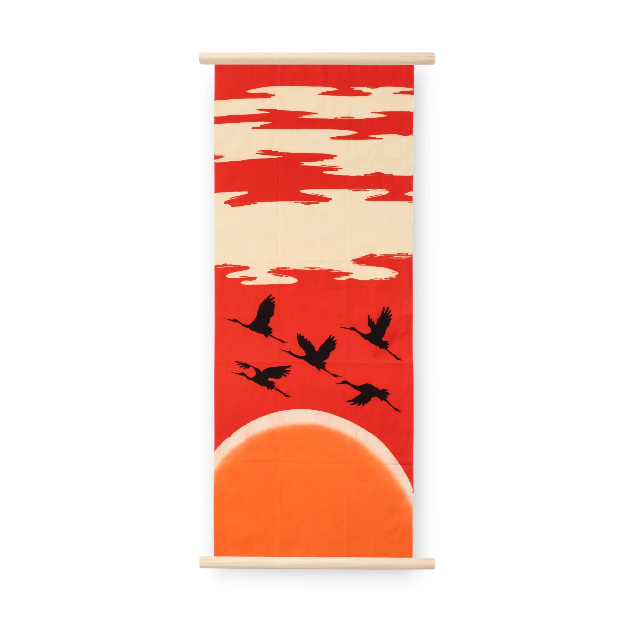 Rienzome Sunrise and Crane Tenugui and Display Rods Set
