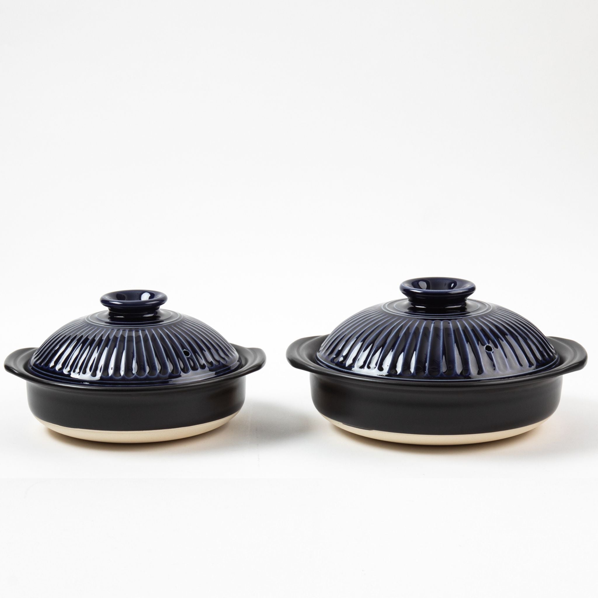 GINPO Chrysanthemum Blue Glaze Donabe Clay Pot (3-4 People)