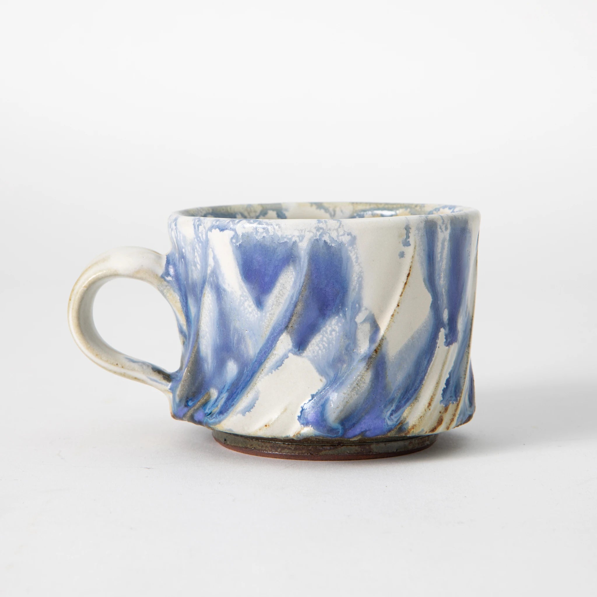 Tamba Ware Large Faceted Mug Ash Glaze Light Blue