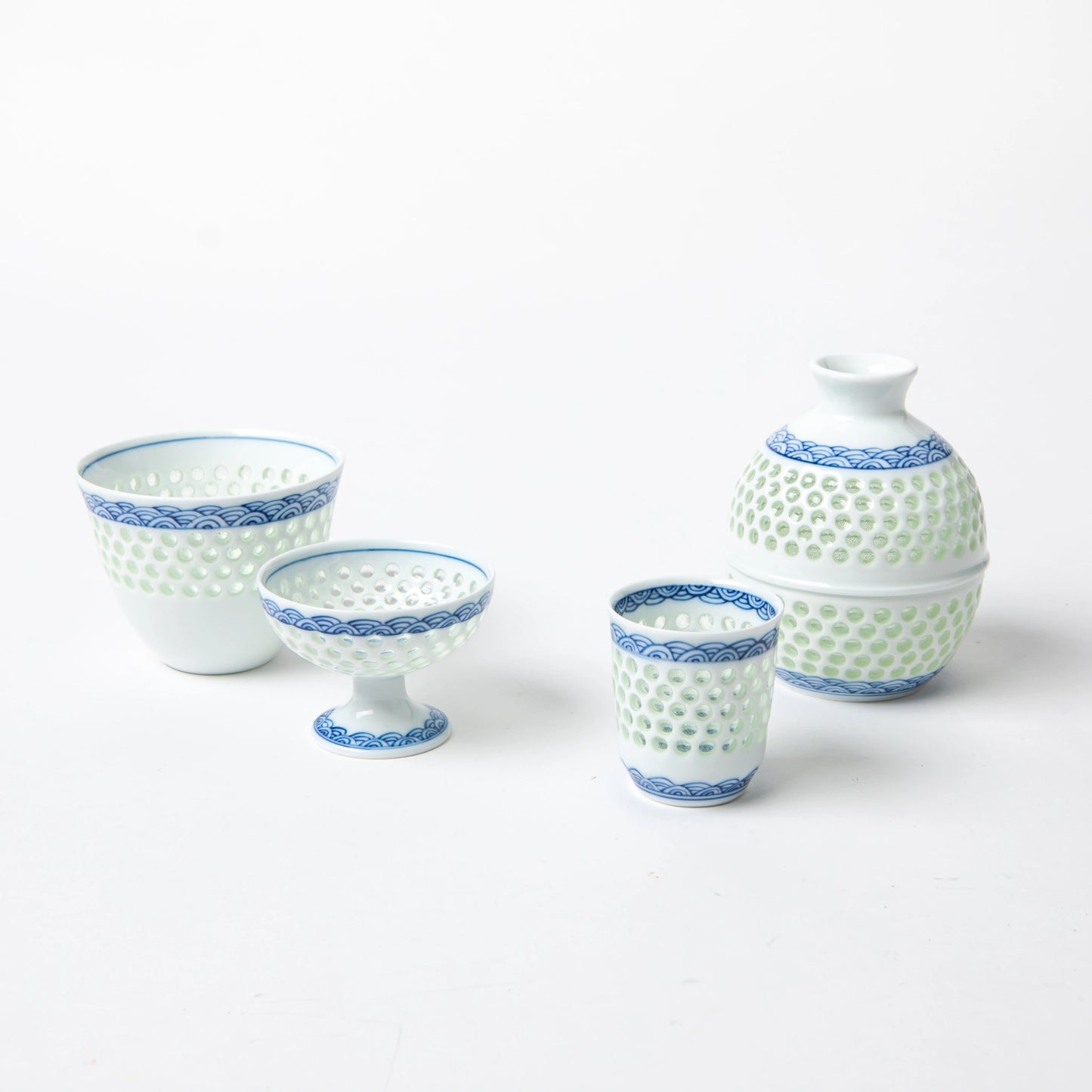 Hasami Ware Crystal Blue Wave Crest Sake Goblet
