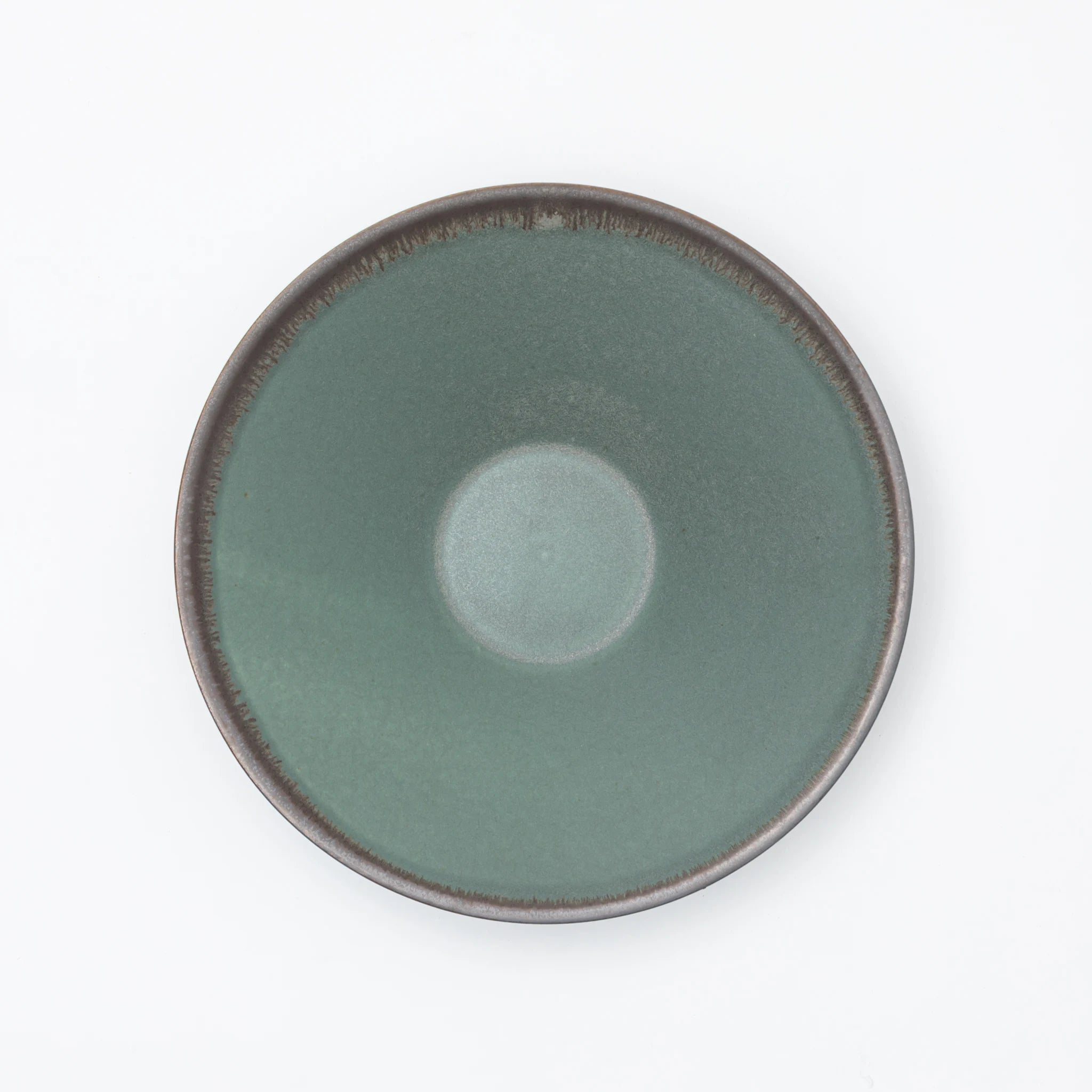 Tsukamoto Mashiko Ware SABI Flat Bowl Medium Deep Green