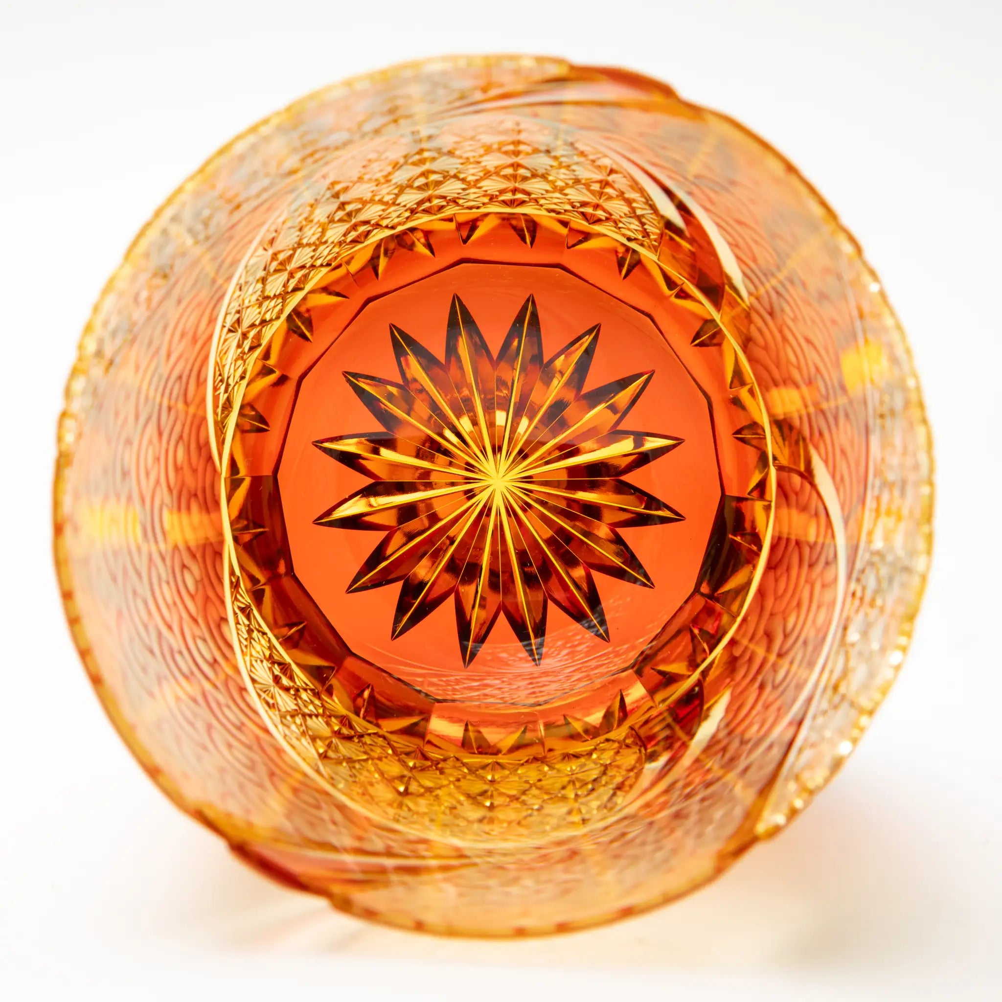 Edo Kiriko Amber Red Whiskey Glass Hado