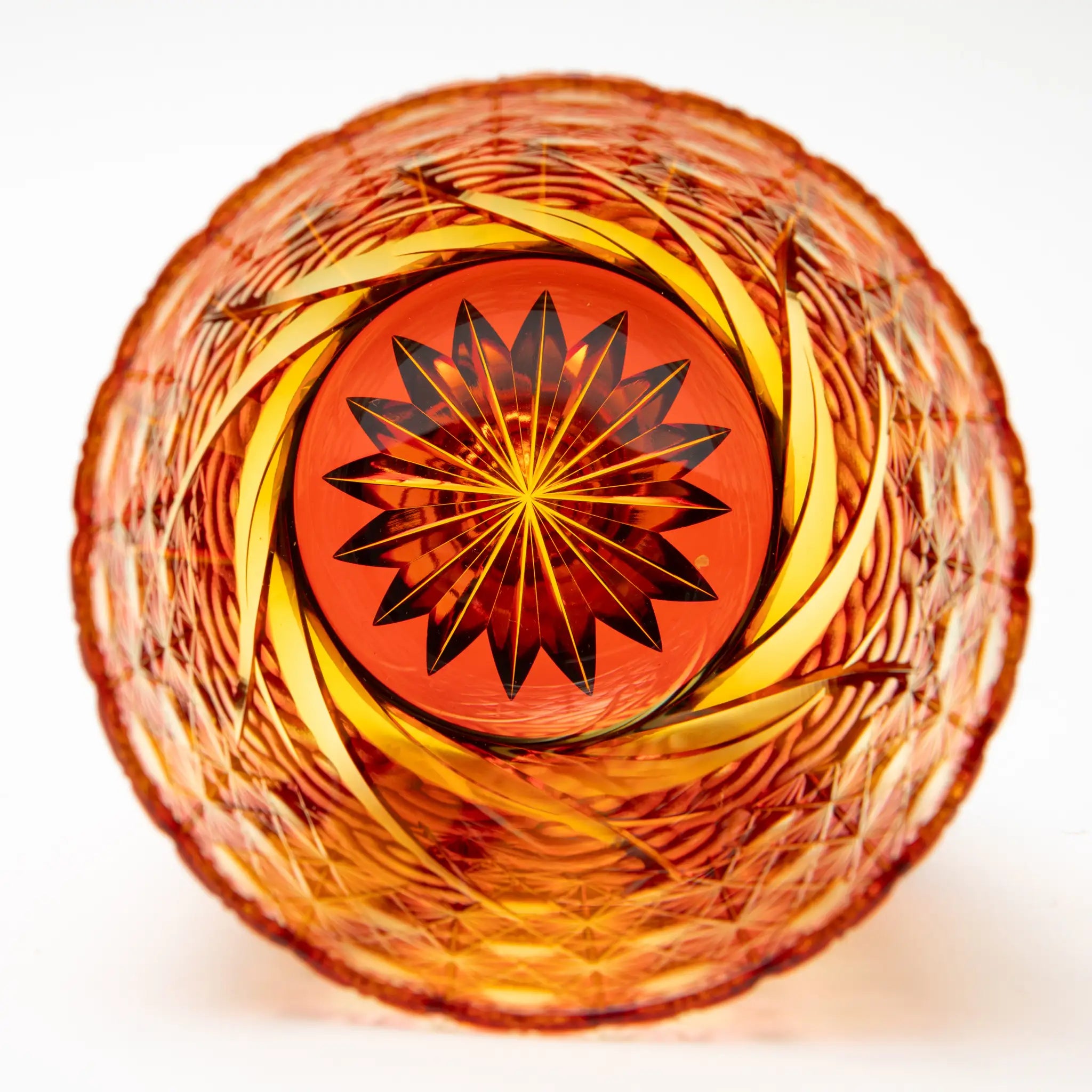 Edo Kiriko Amber Red Whiskey Glass Sazanami