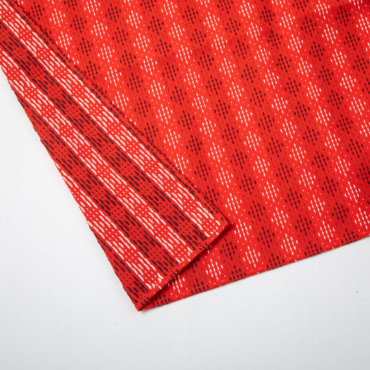 Red Tatewakuhishi Sashiko Organic Cotton Furoshiki Wrapping Cloth with Gift Box