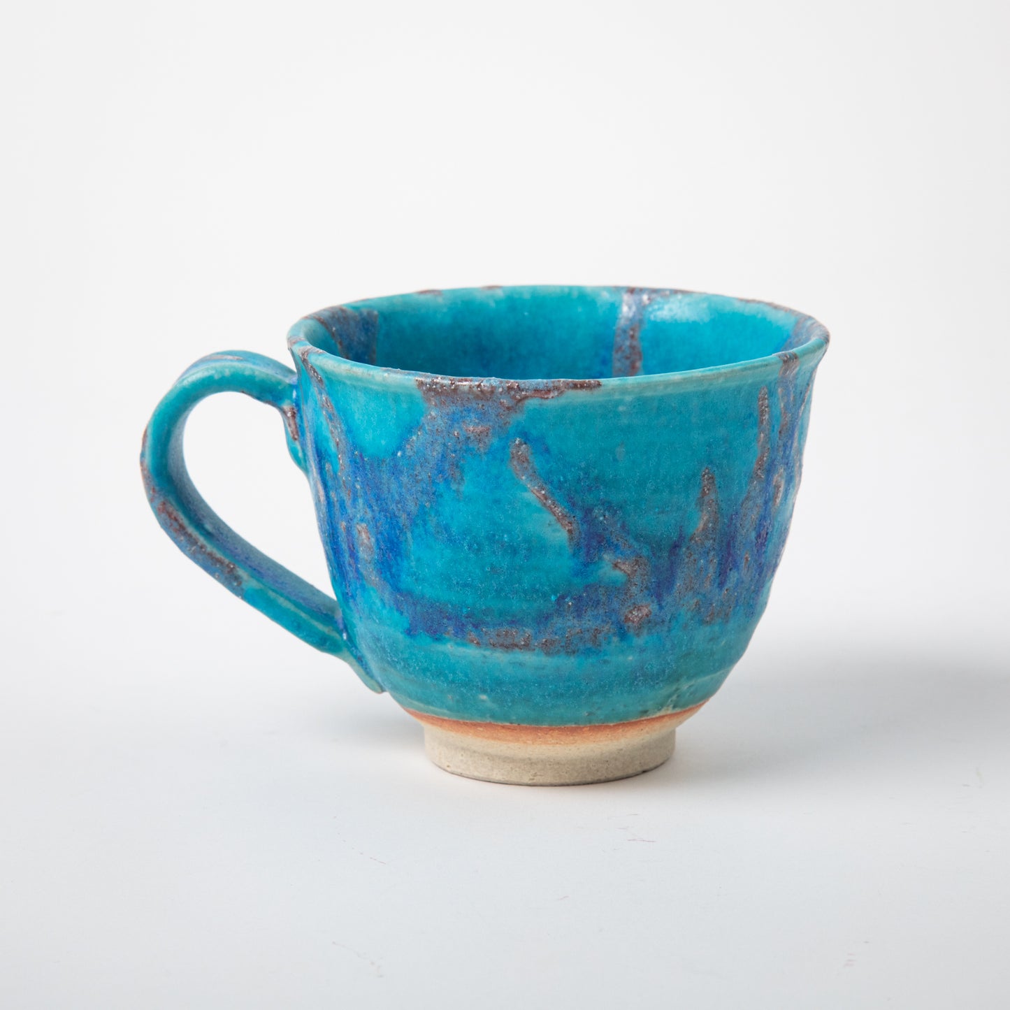 Back side of rquoise blue Shigaraki-ware Tsuyukusa mug cup