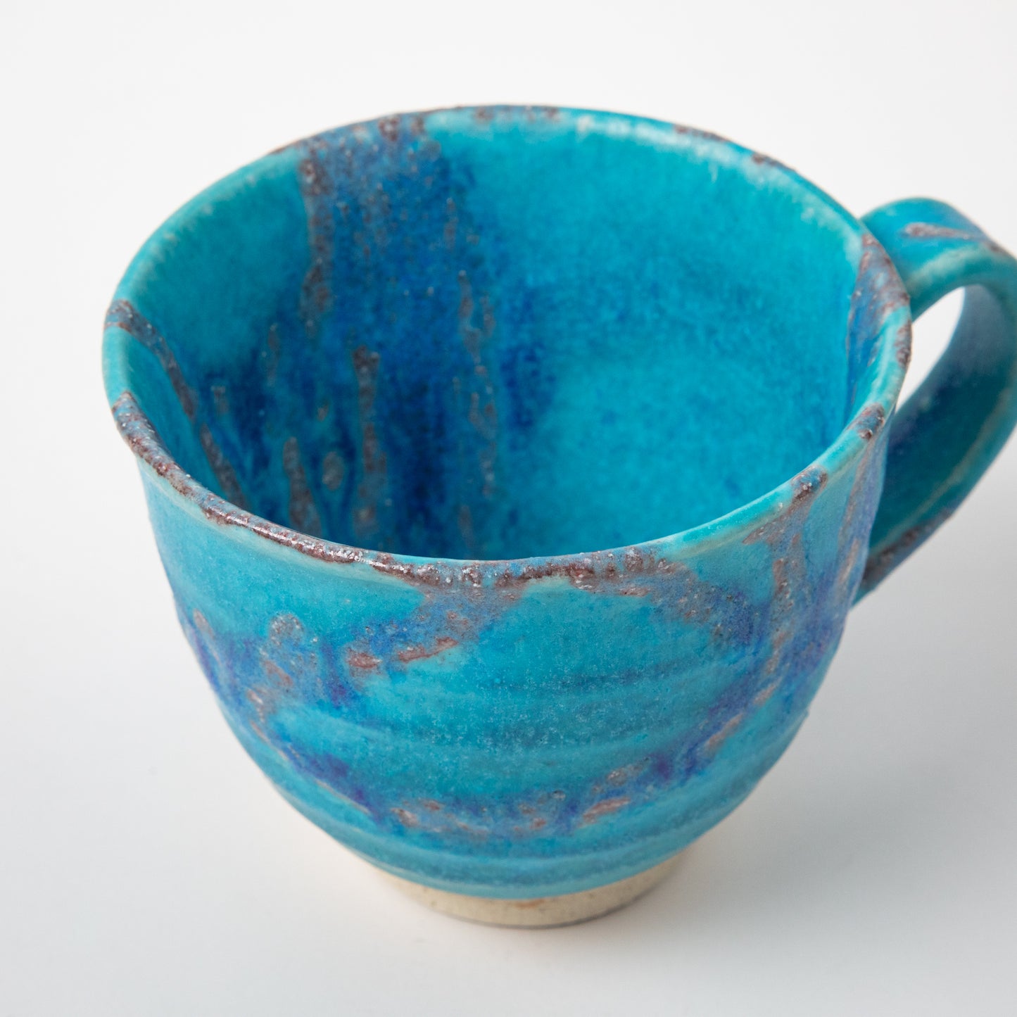 Inside of rquoise blue Shigaraki-ware Tsuyukusa mug cup