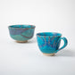 rquoise blue Shigaraki-ware Tsuyukusa mug cup and matcha bowl