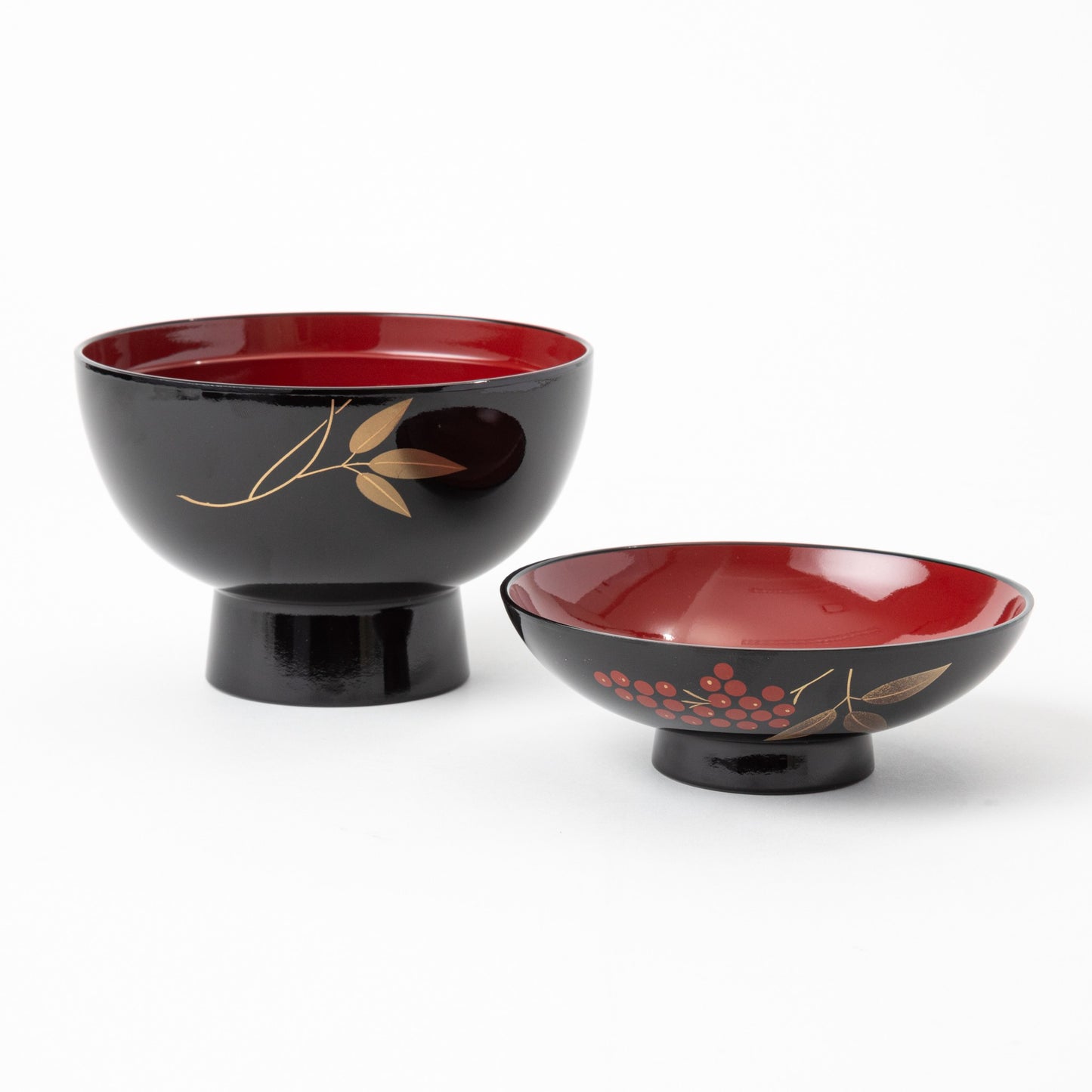 Aizu Lacquerware Nashiji Nandina Soup Bowl with Lid