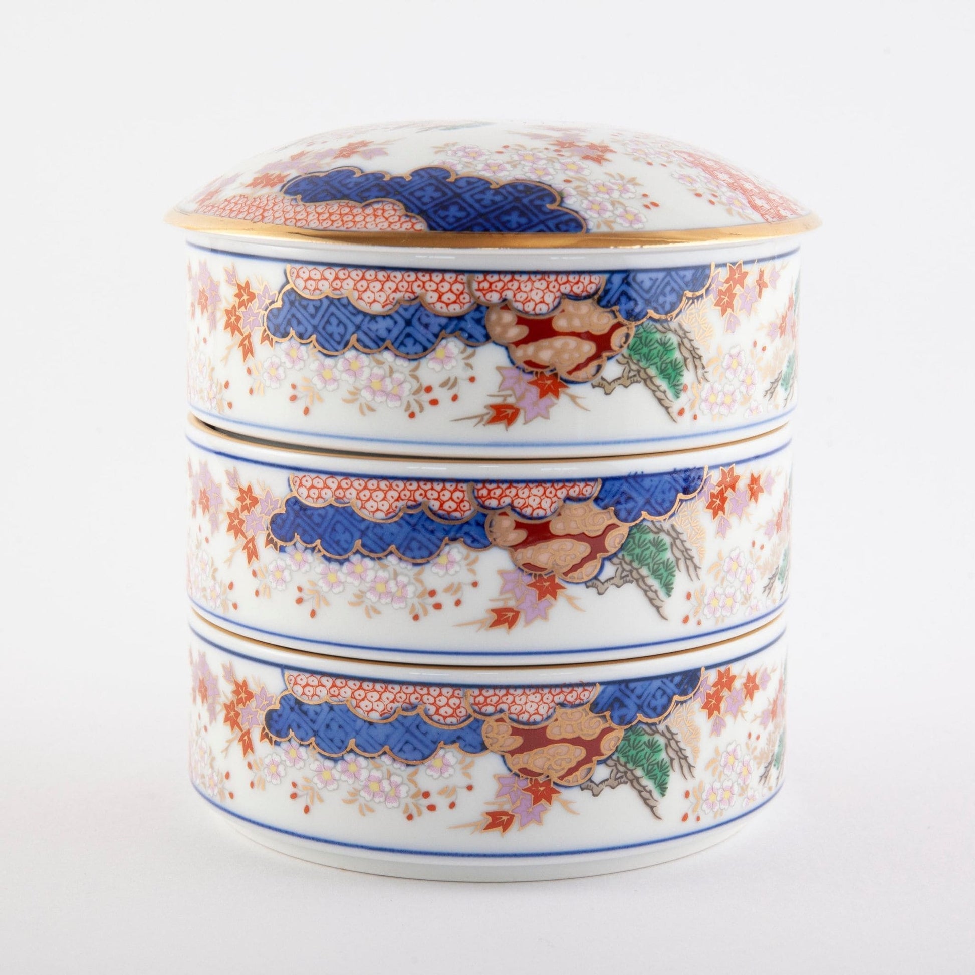 Arita Spring and Autumn Three Tiered Jubako Box