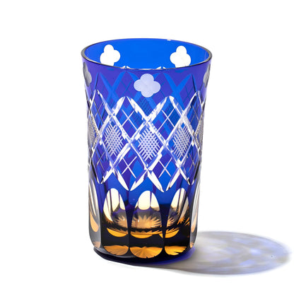 Edo Kiriko Four-Leaf Clover and Yarai Uono Patterned Tumbler