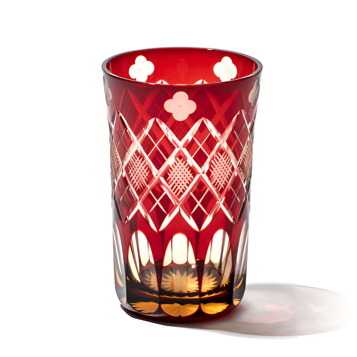 Edo Kiriko Four-Leaf Clover and Yarai Uono Patterned Tumbler