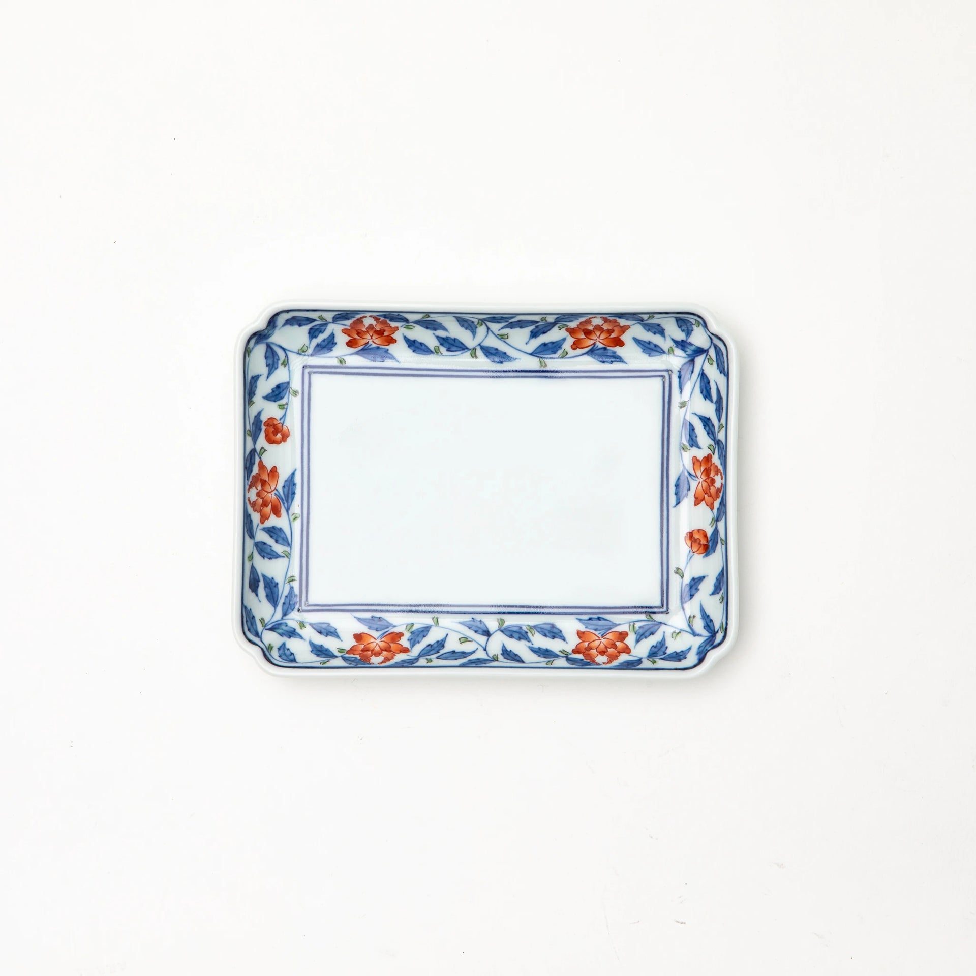 Arita Flower Karakusa Rectangle Plate by Gen-emon Kiln | omakase