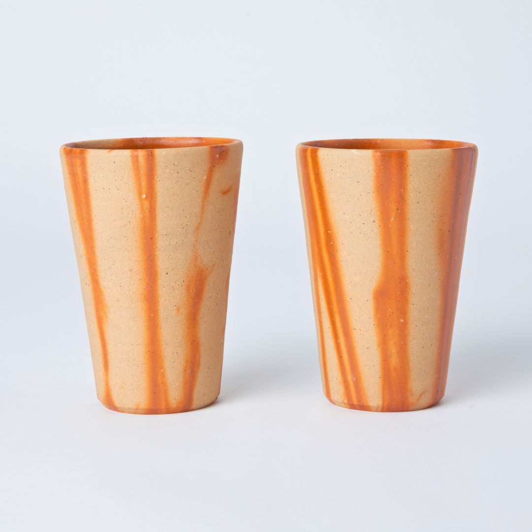 Hozan Kiln Hidasuki Bizen Ware Beer Tumbler Set