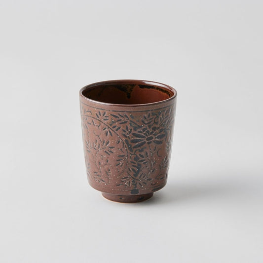 Koyu Tetsuyu Brown Chrysanthemum Sake Cup