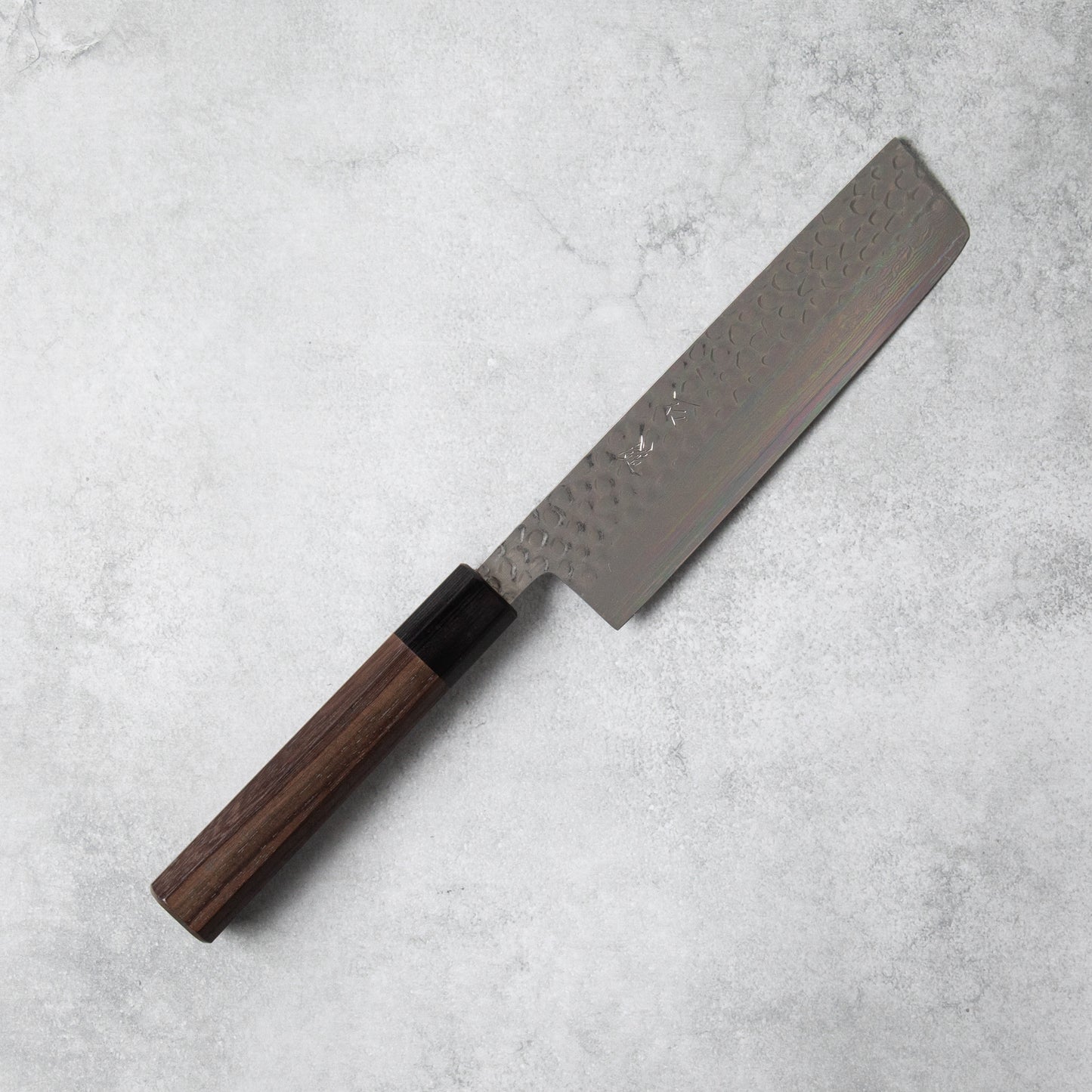 Ishizuchi VG10 Tsuchime Damascus Nakiri Knife Rosewood Handle