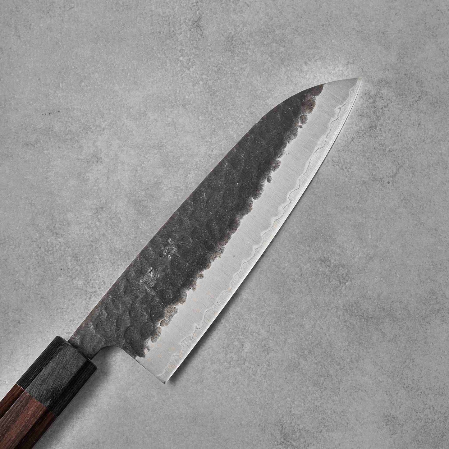 Ishizuchi Blue Super Steel Kurohada Tsuchime Santoku Knife Rosewood Handle