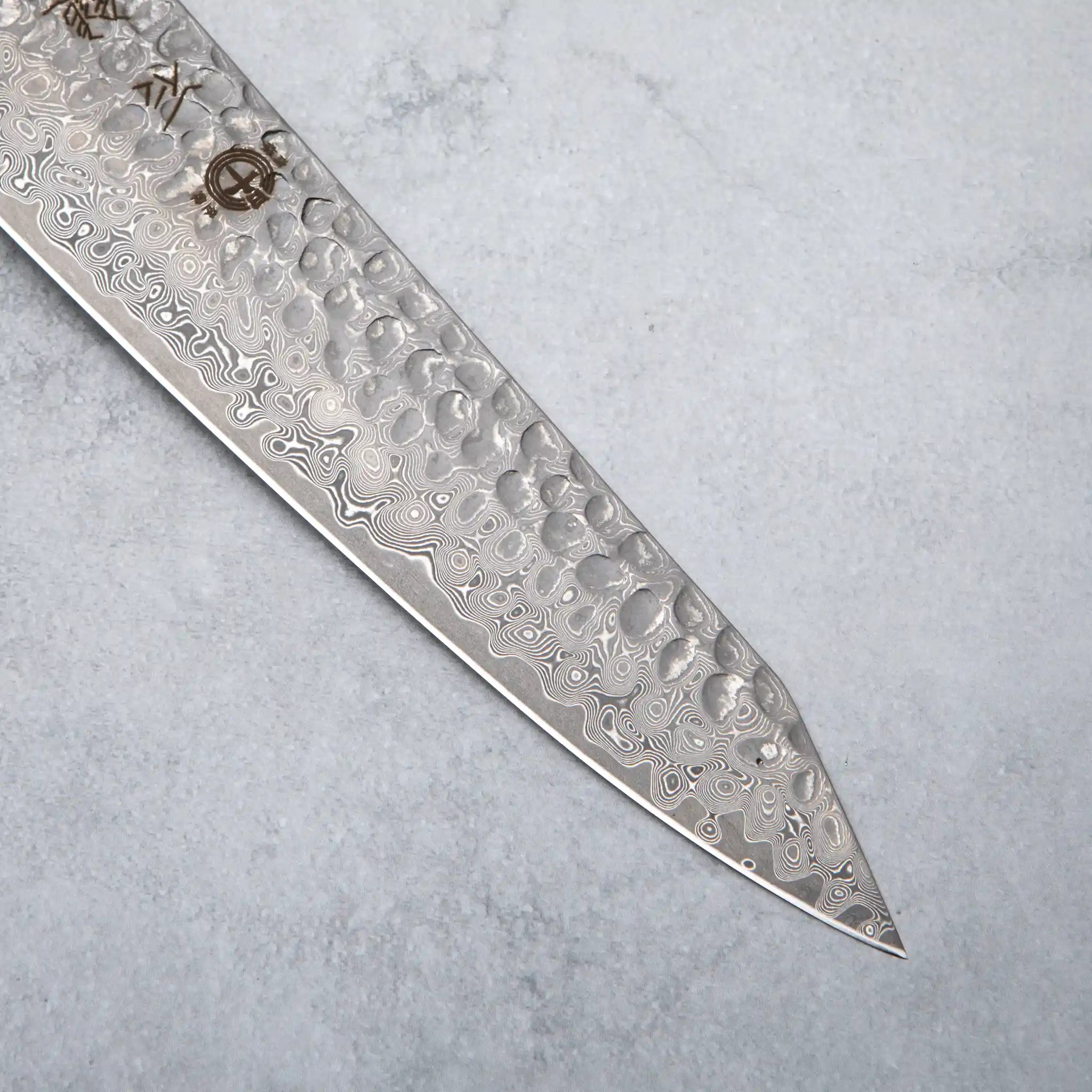 Ishizuchi VG10 Damascus Tsuchime Kiritsuke Chef Knife Ebony Wood Handle