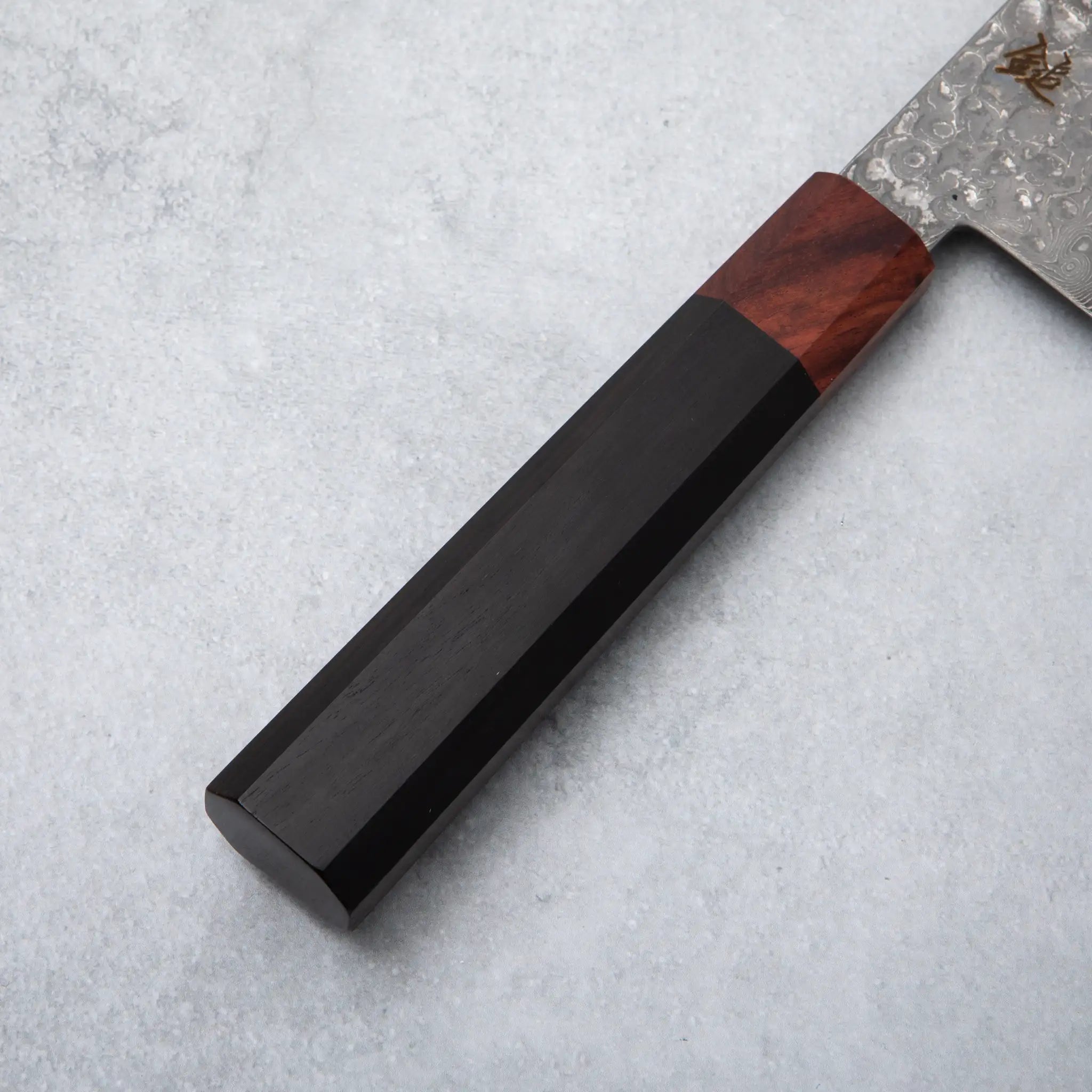Ishizuchi VG10 Damascus Tsuchime Kiritsuke Knife Ebony Wood Handle