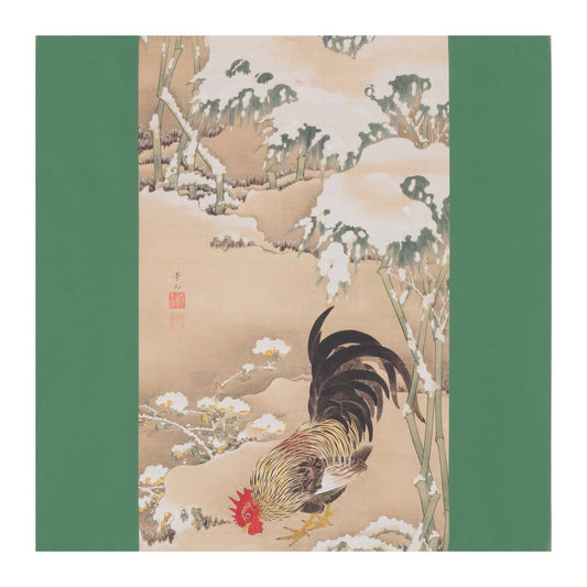 Ito Jakuchu Rooster in Snow Hosomi Museum Collection Furoshiki Wrapping Cloth