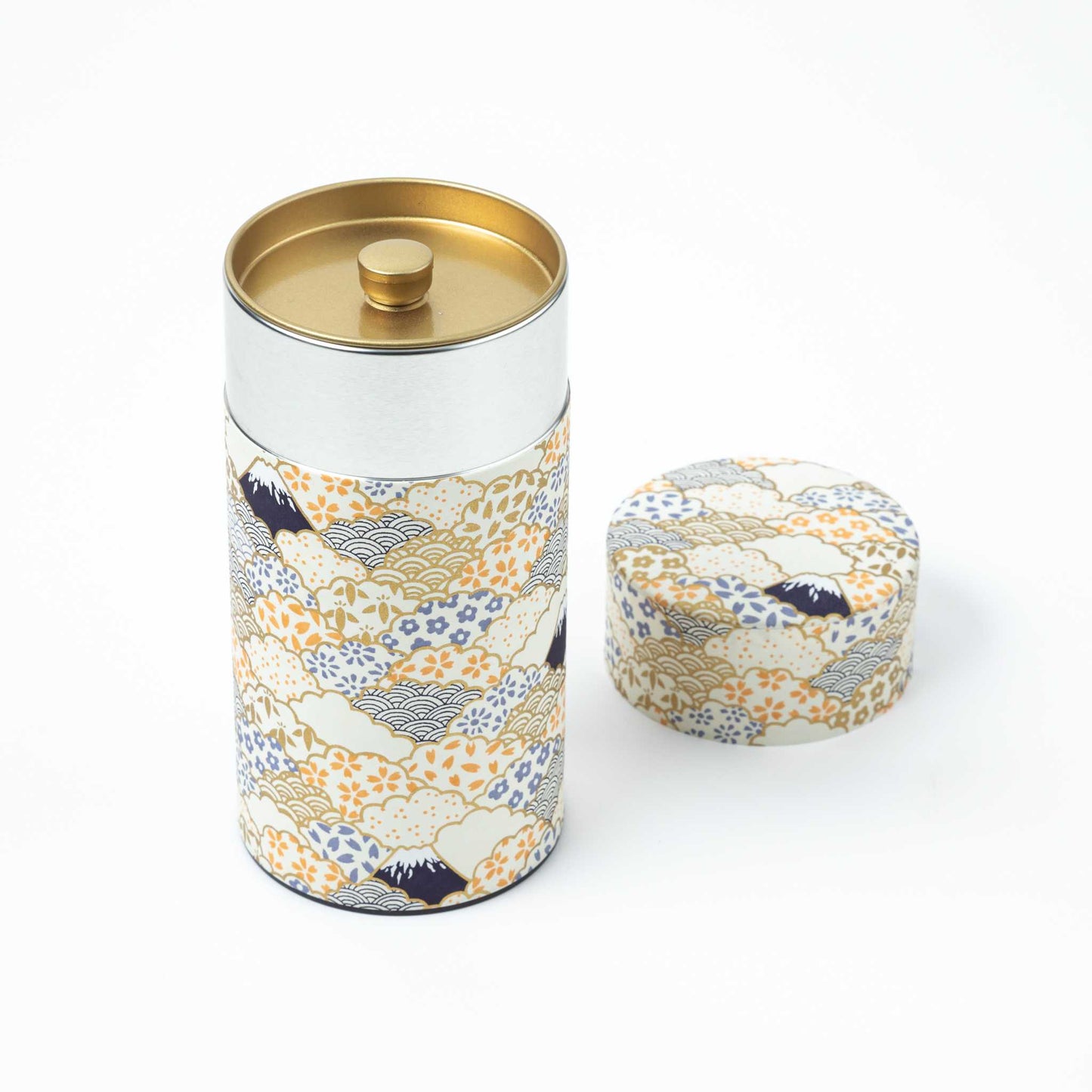 Japanese Mt Fuji Washi Paper Double-Lid Tea Canister