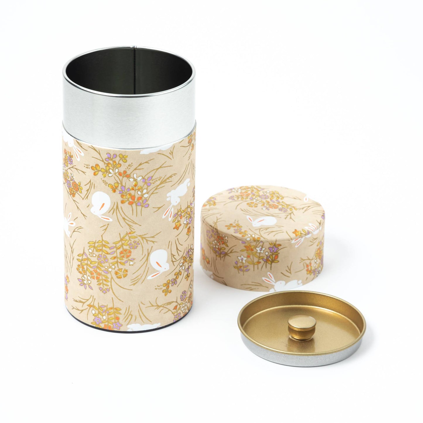 Japanese Rabbit Washi Paper Double-Lid Tea Canister