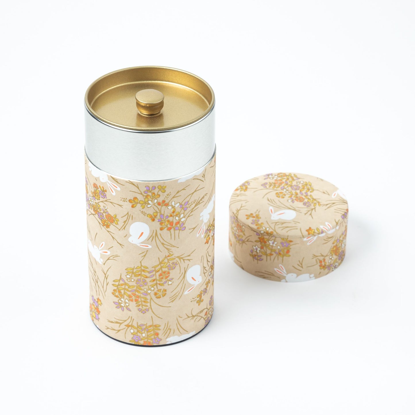 Japanese Rabbit Washi Paper Double-Lid Tea Canister