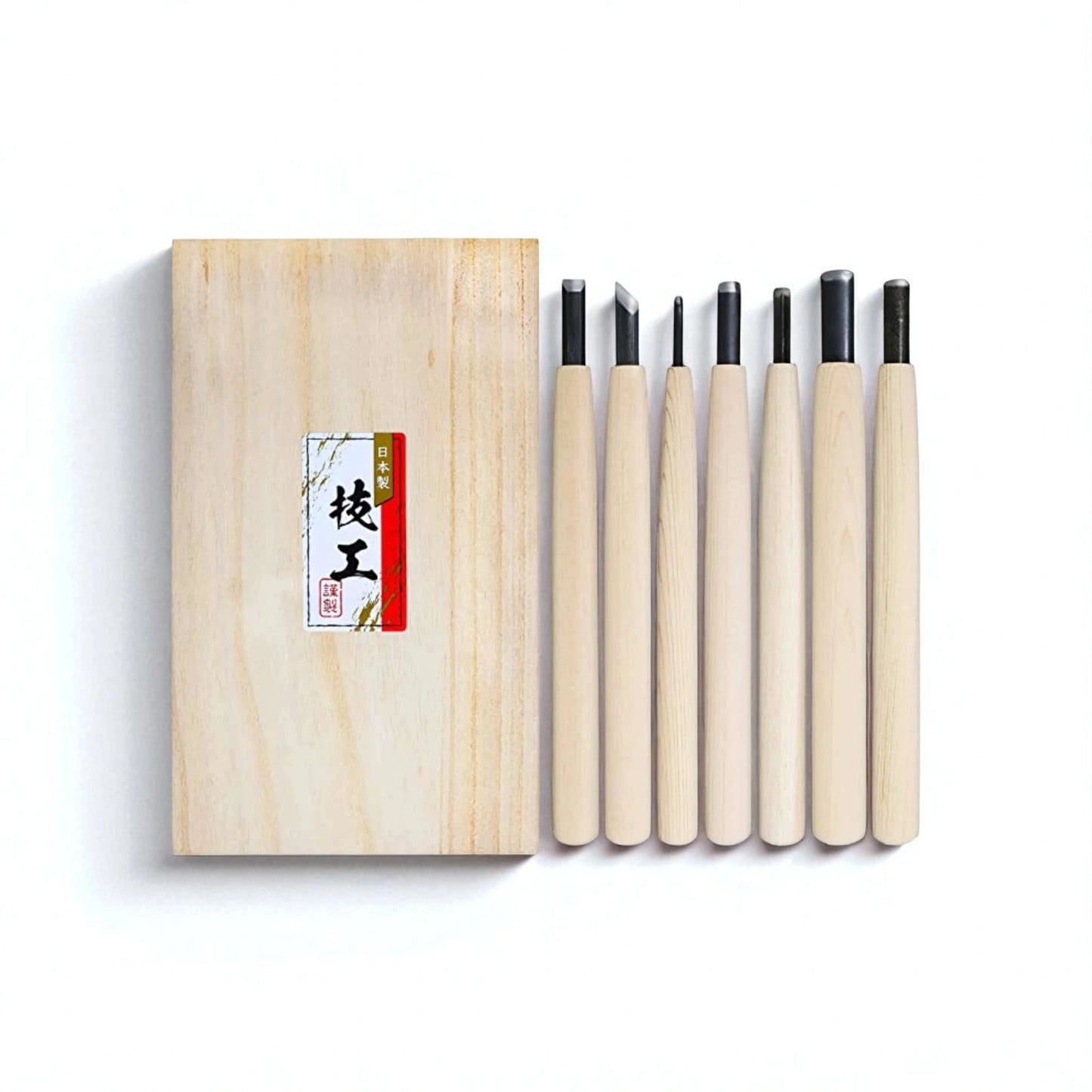 Kakuri Aogami Steel Wood Carving Knife Set (7pcs)