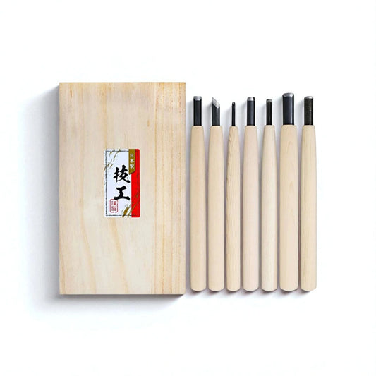 Kakuri Aogami Steel Wood Carving Knife Set (7pcs)