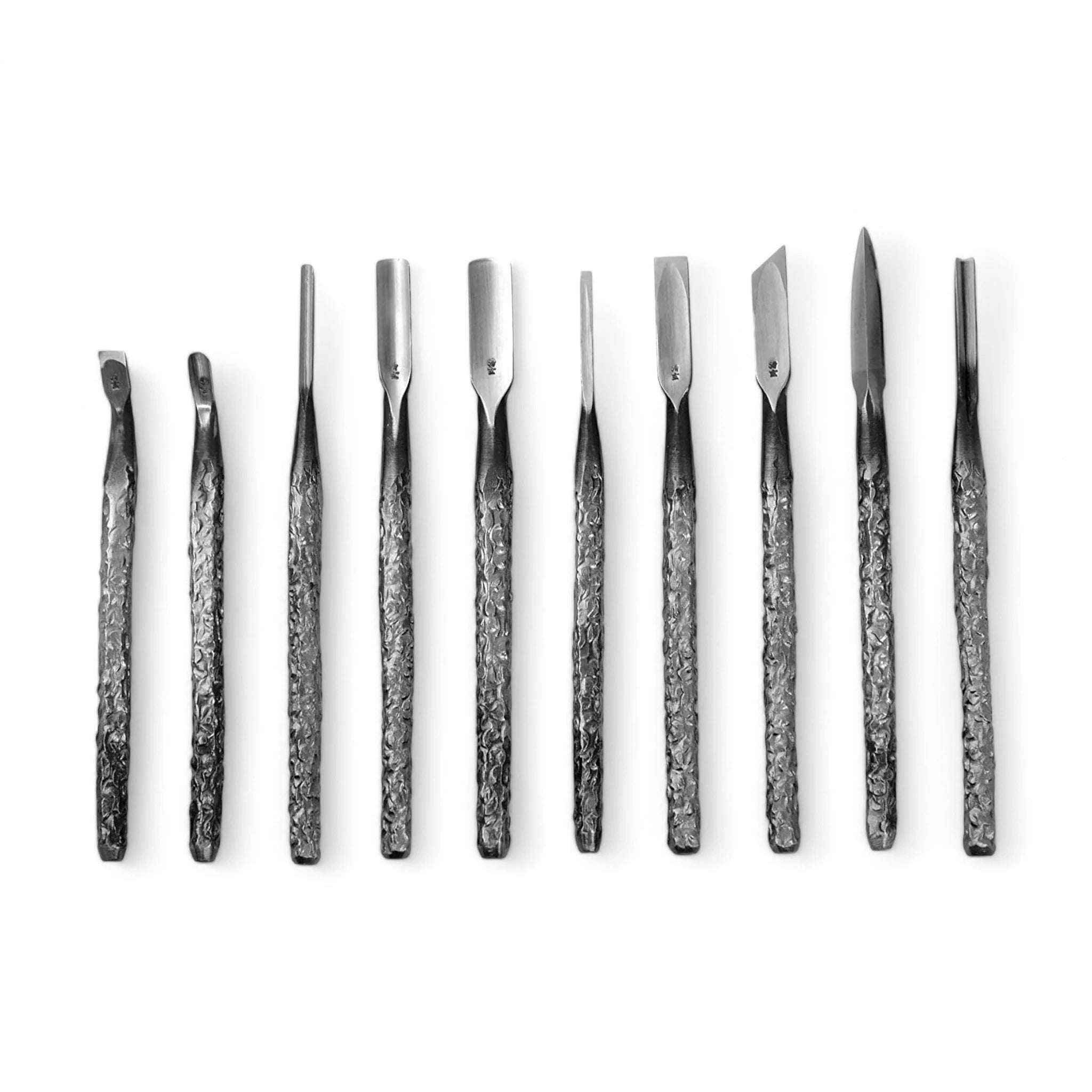 Kakuri Hand Forged Tsuchime Aogami Wood Carving Knife Set (10 pcs)