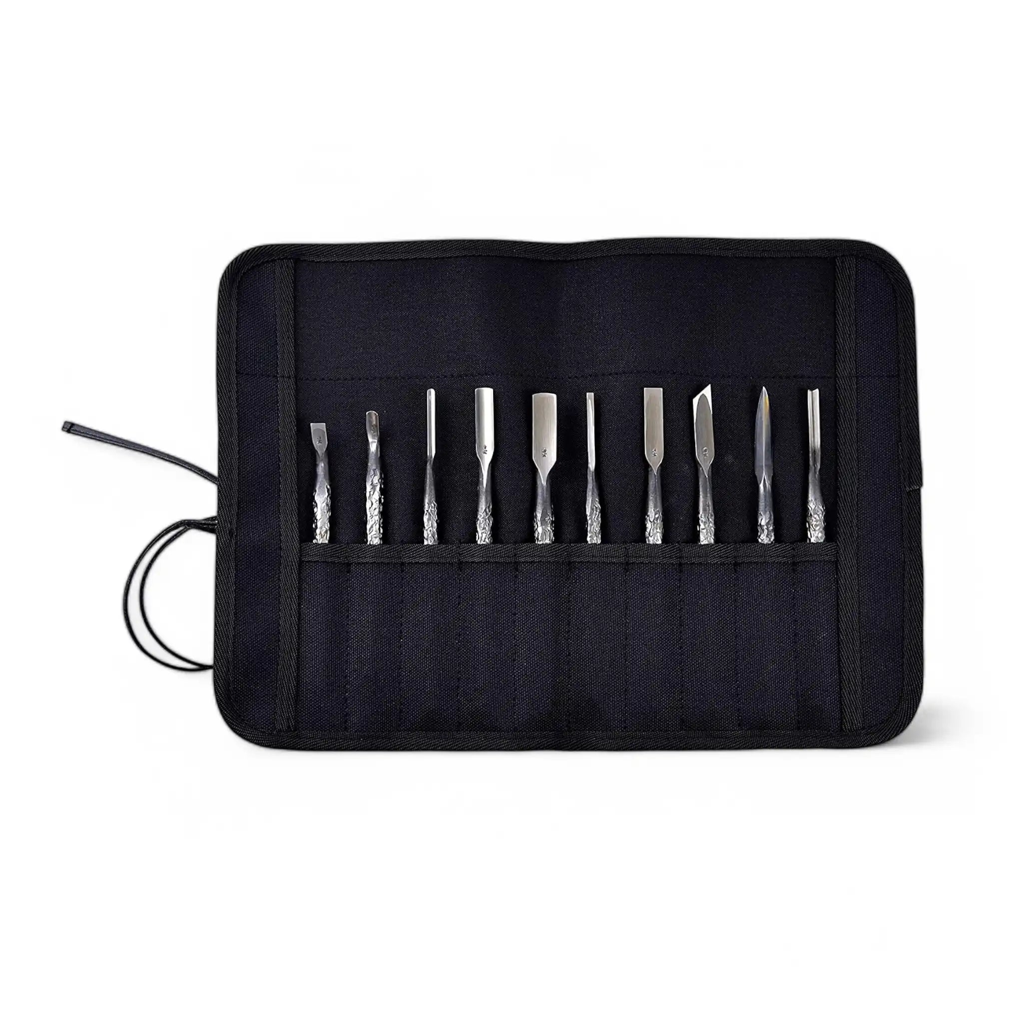 Kakuri Hand Forged Tsuchime Aogami Wood Carving Knife Set (10 pcs)
