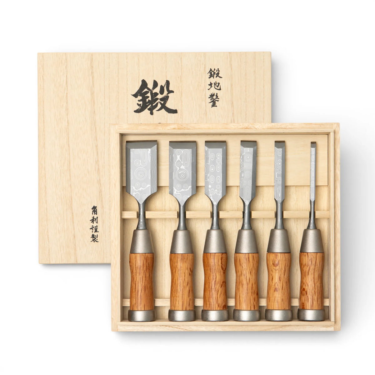 Kakuri Damascus Chisel Set | 6pc Japanese Aogami