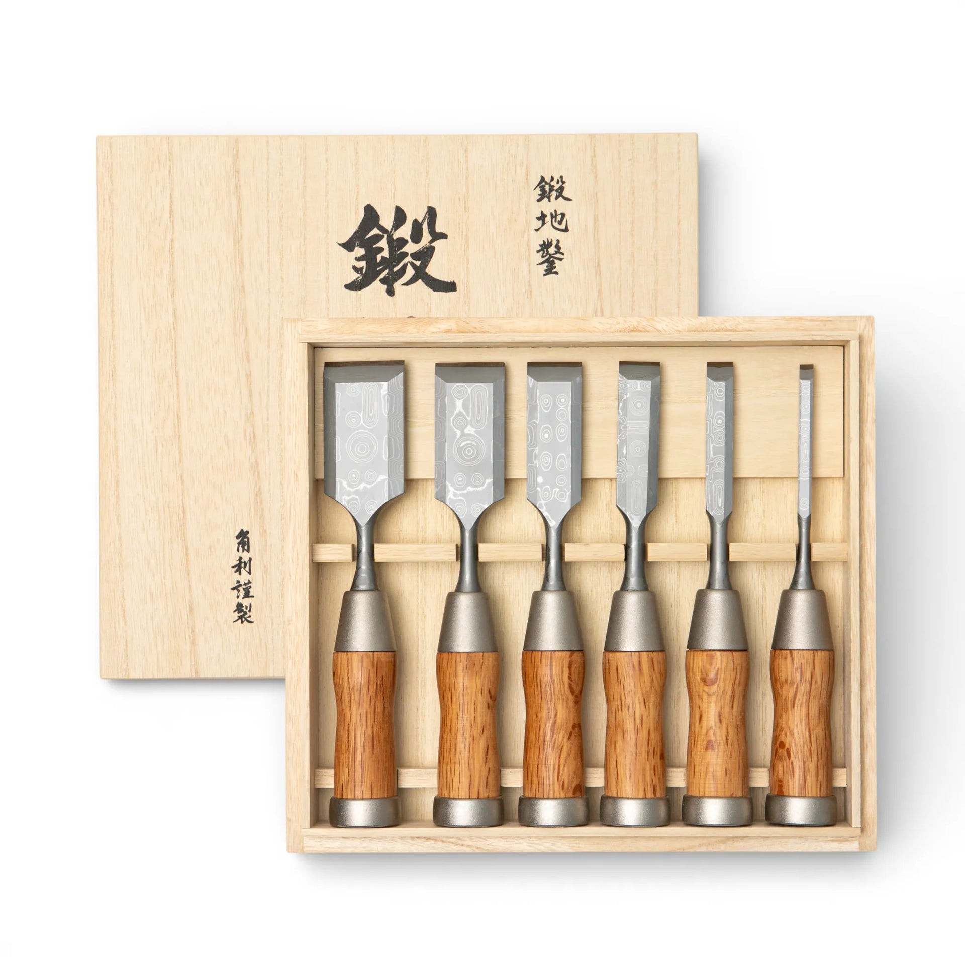 Kakuri Damascus Chisel Set | 6pc Japanese Aogami