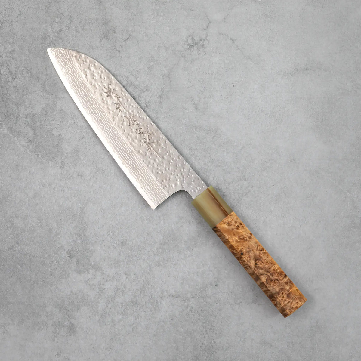 kamokamo Kamo Hamono VG10 Tsuchime Damascus Shizuku Santoku Knife