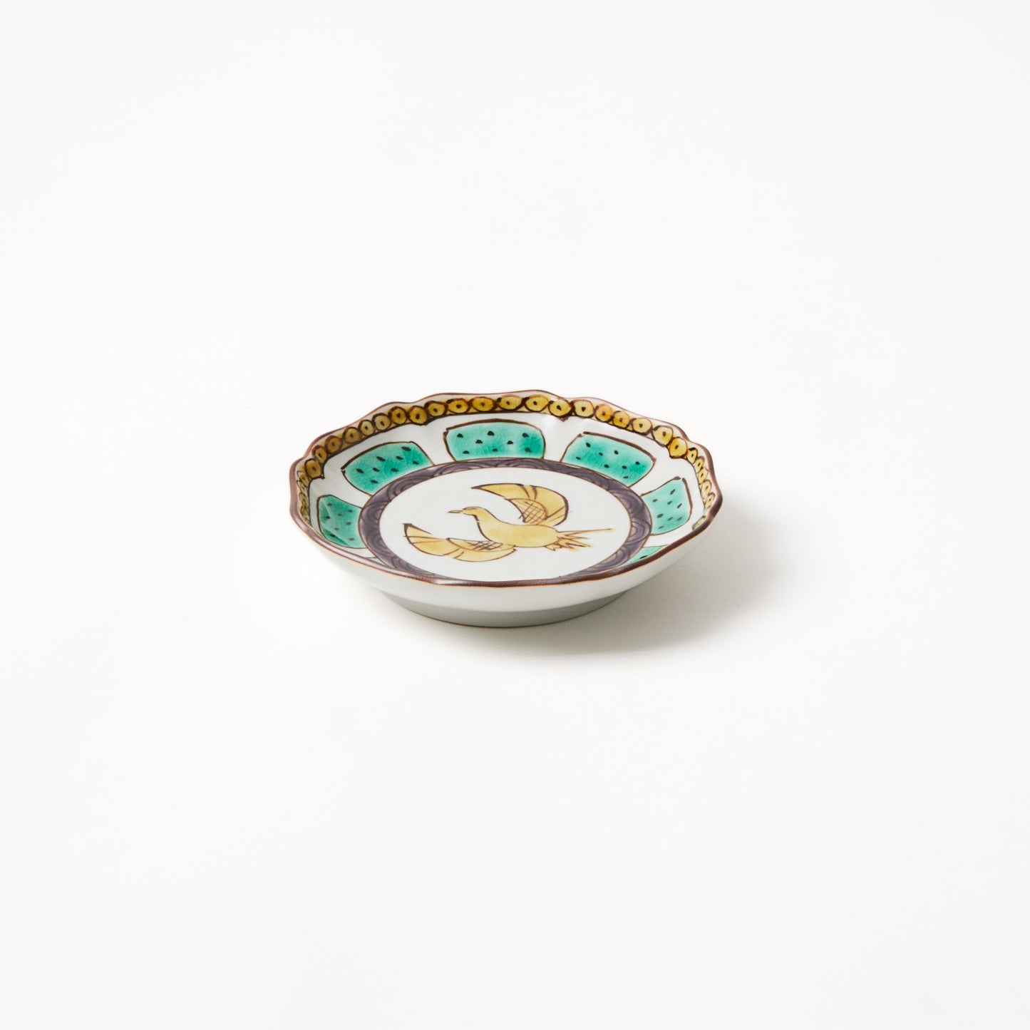 Bird Patterned Petal Rimmed Circle Plate