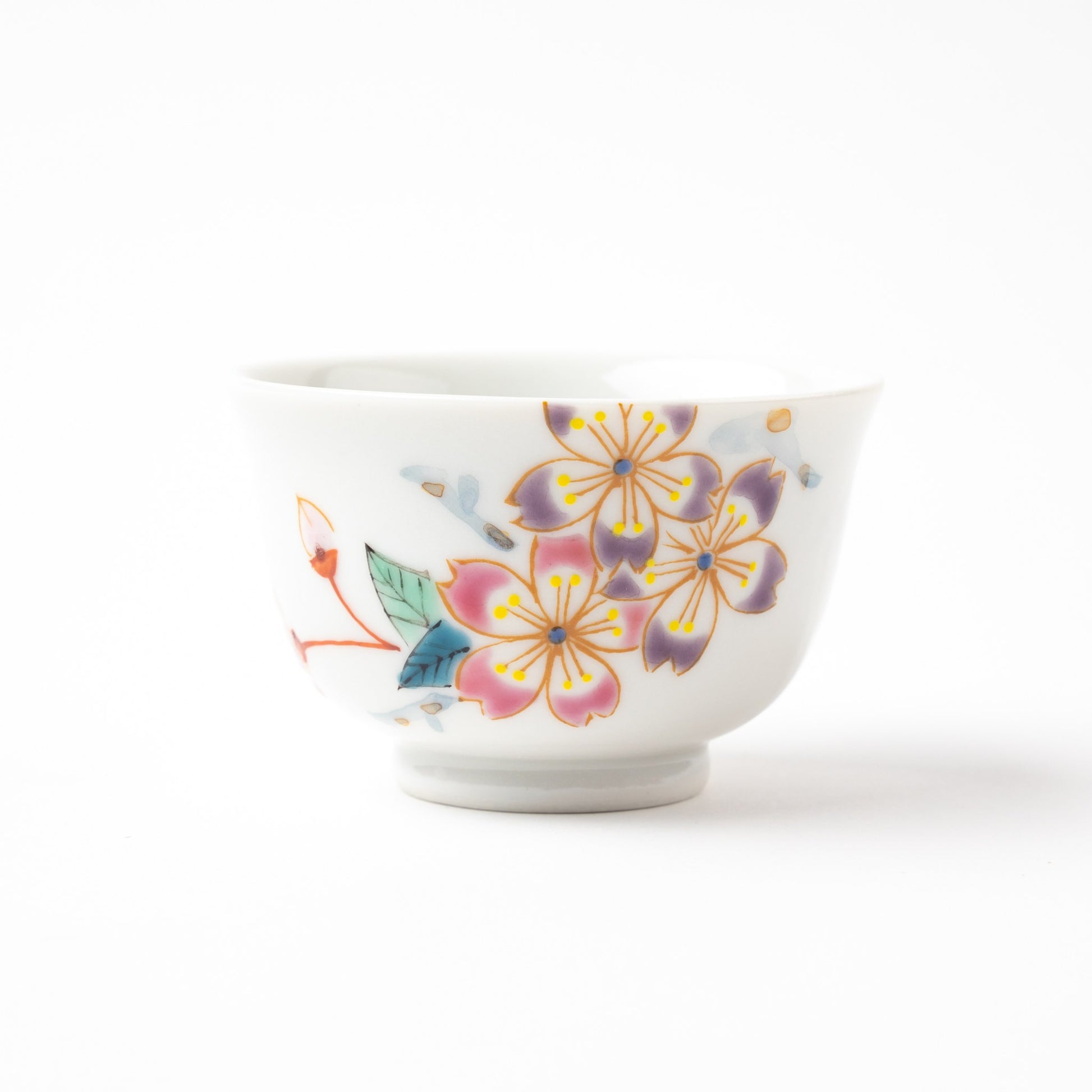 Small tea cup from Kutani Japanese Sakura tea set, cherry blossom motif